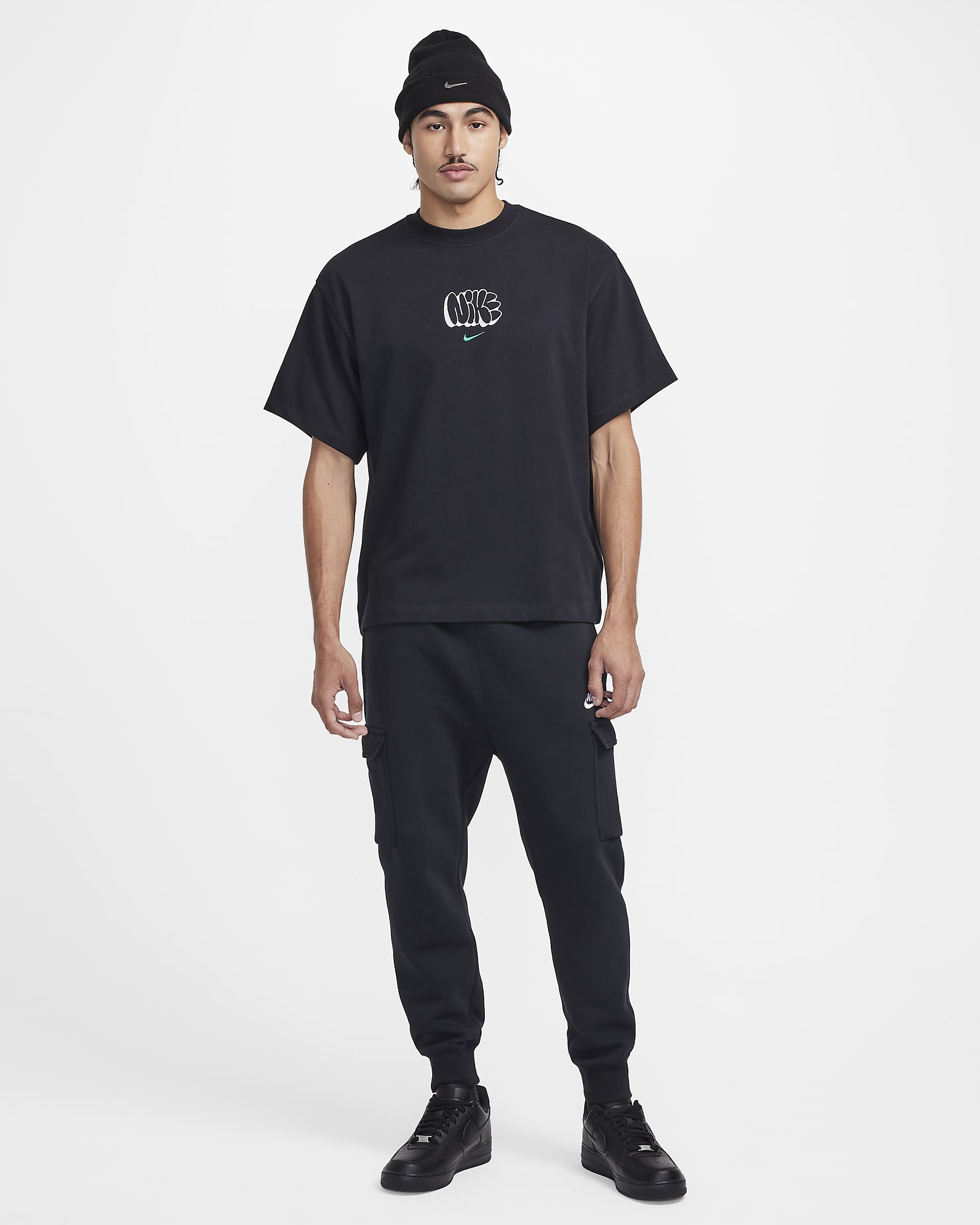 Nike Solo Swoosh Men's T-Shirt - Black/Malachite