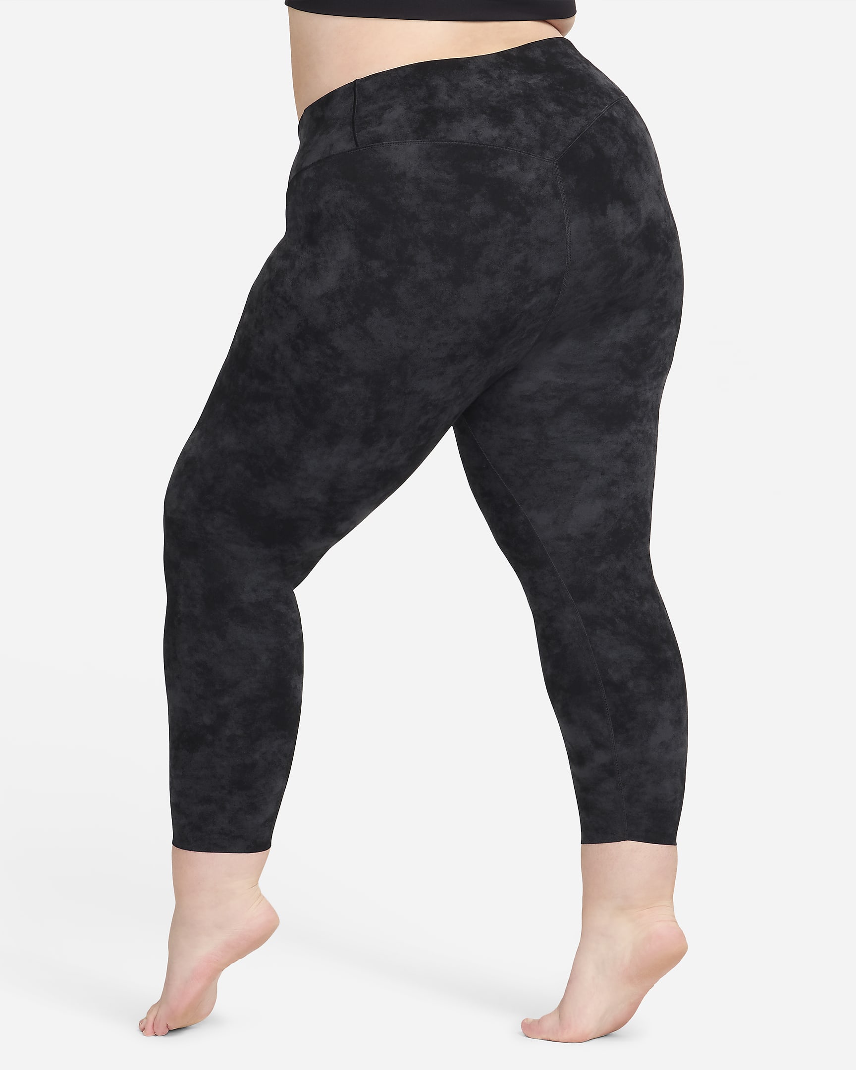 Nike Zenvy Tie-Dye Women's Gentle-Support High-Waisted 7/8 Leggings (Plus Size) - Black/Black