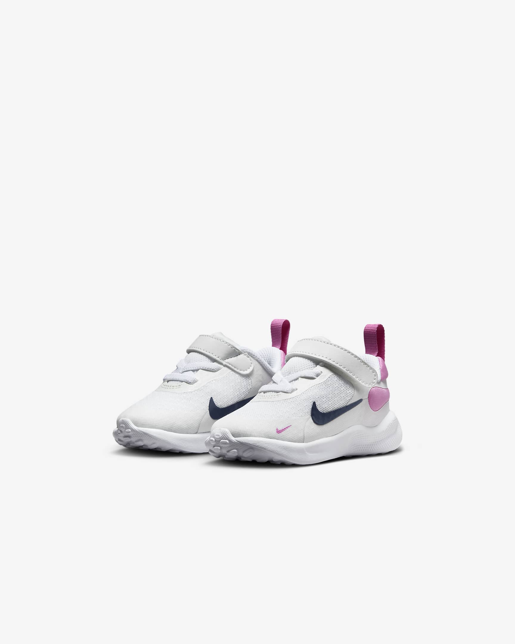 Boty Nike Revolution 7 pro kojence a batolata - Bílá/Playful Pink/Midnight Navy