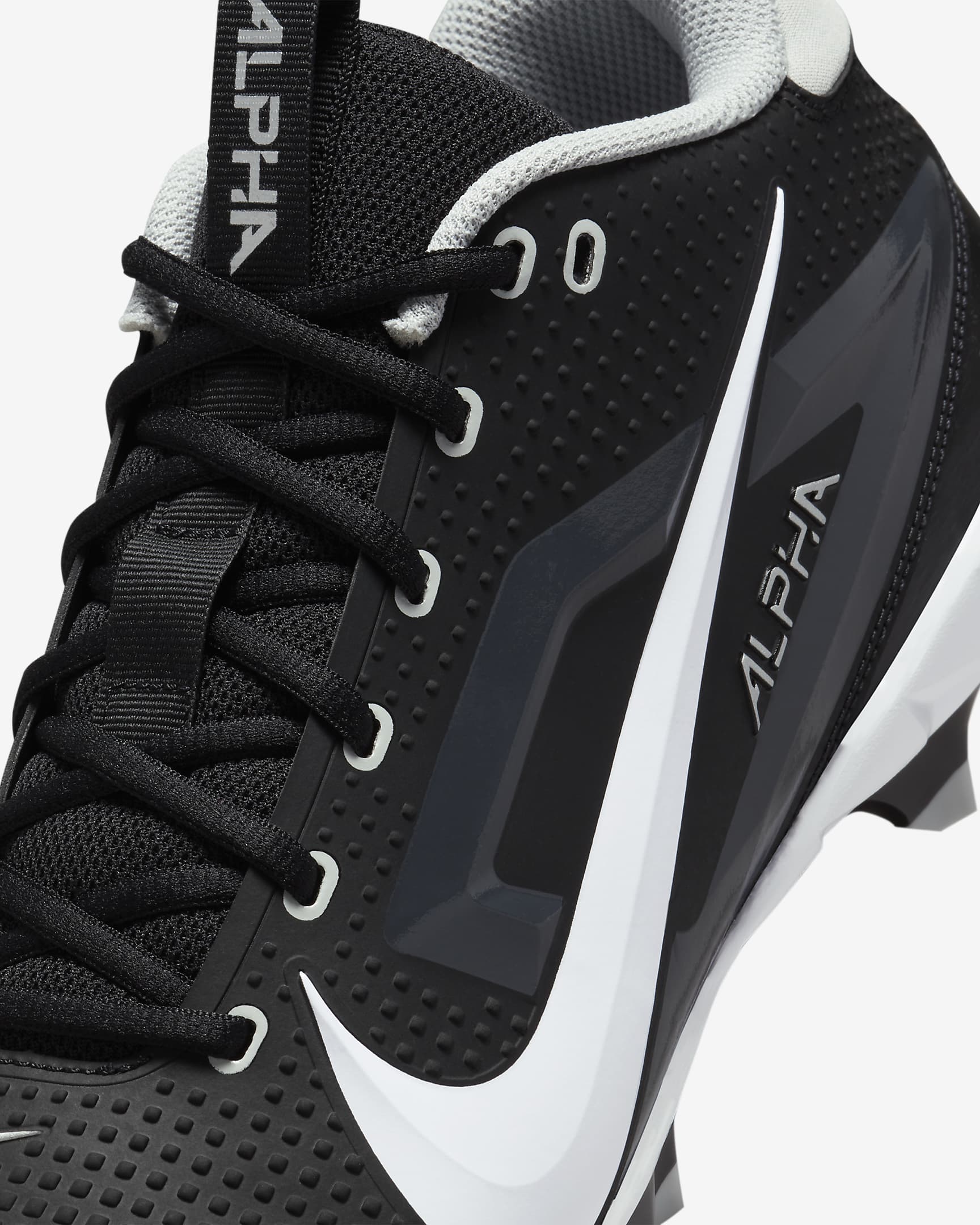 Nike Alpha Menace 4 Varsity Football Cleats - Black/Light Smoke Grey/Metallic Silver/White