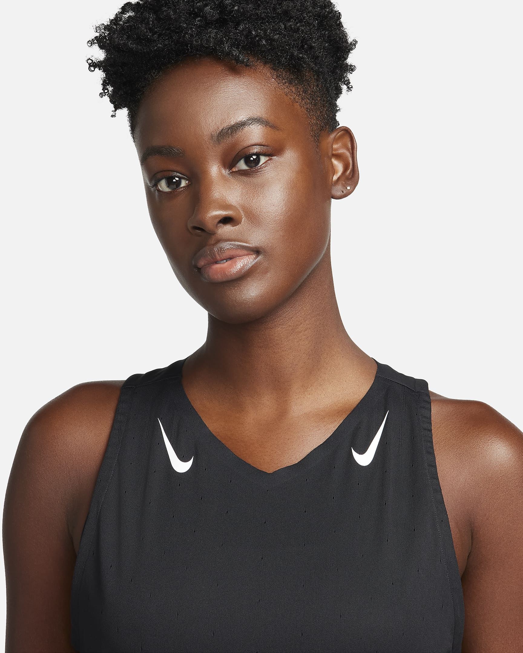 Nike AeroSwift Dri-FIT ADV hardloopsinglet voor dames - Zwart/Wit/Wit