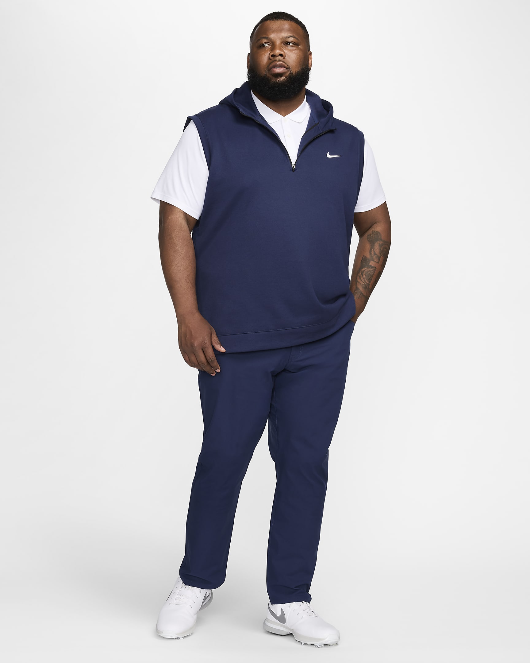 Veste sans manches de golf à capuche Nike Tour pour homme - Midnight Navy/Blanc