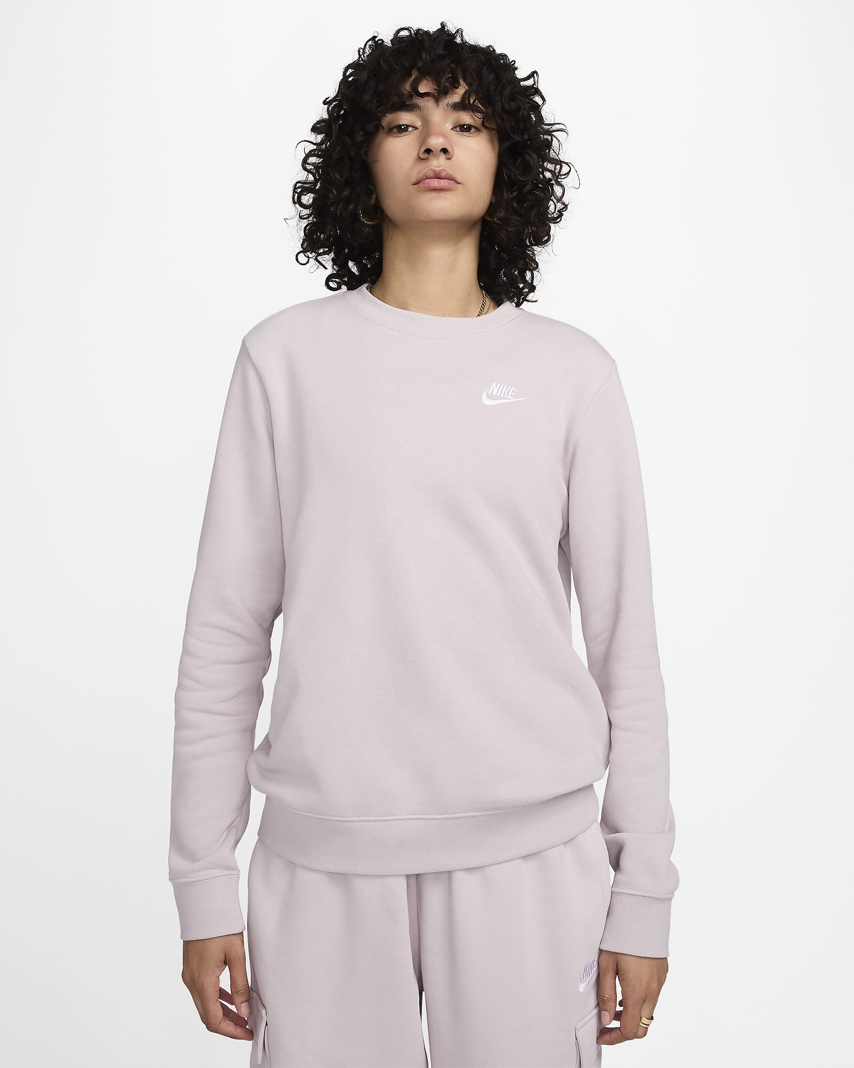 Nike Sportswear Club Fleece Women's Crew-Neck Sweatshirt - Platinum Violet/White