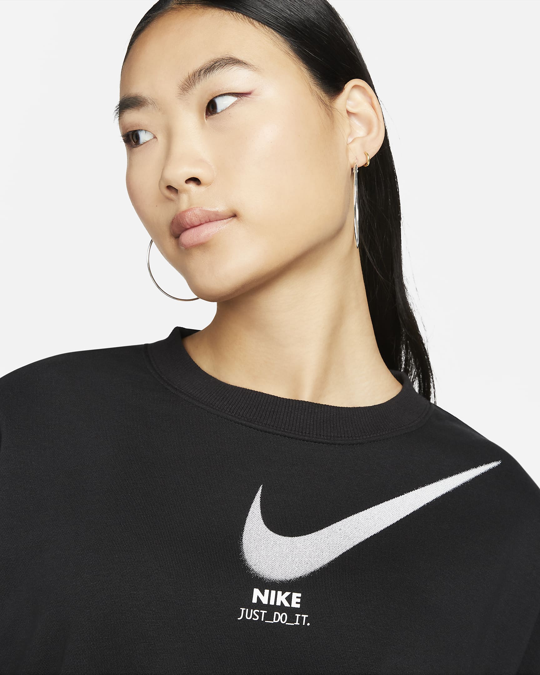 Nike Sportswear City Utility Women's Over-Oversized French Terry Crew-Neck Sweatshirt - Black/White