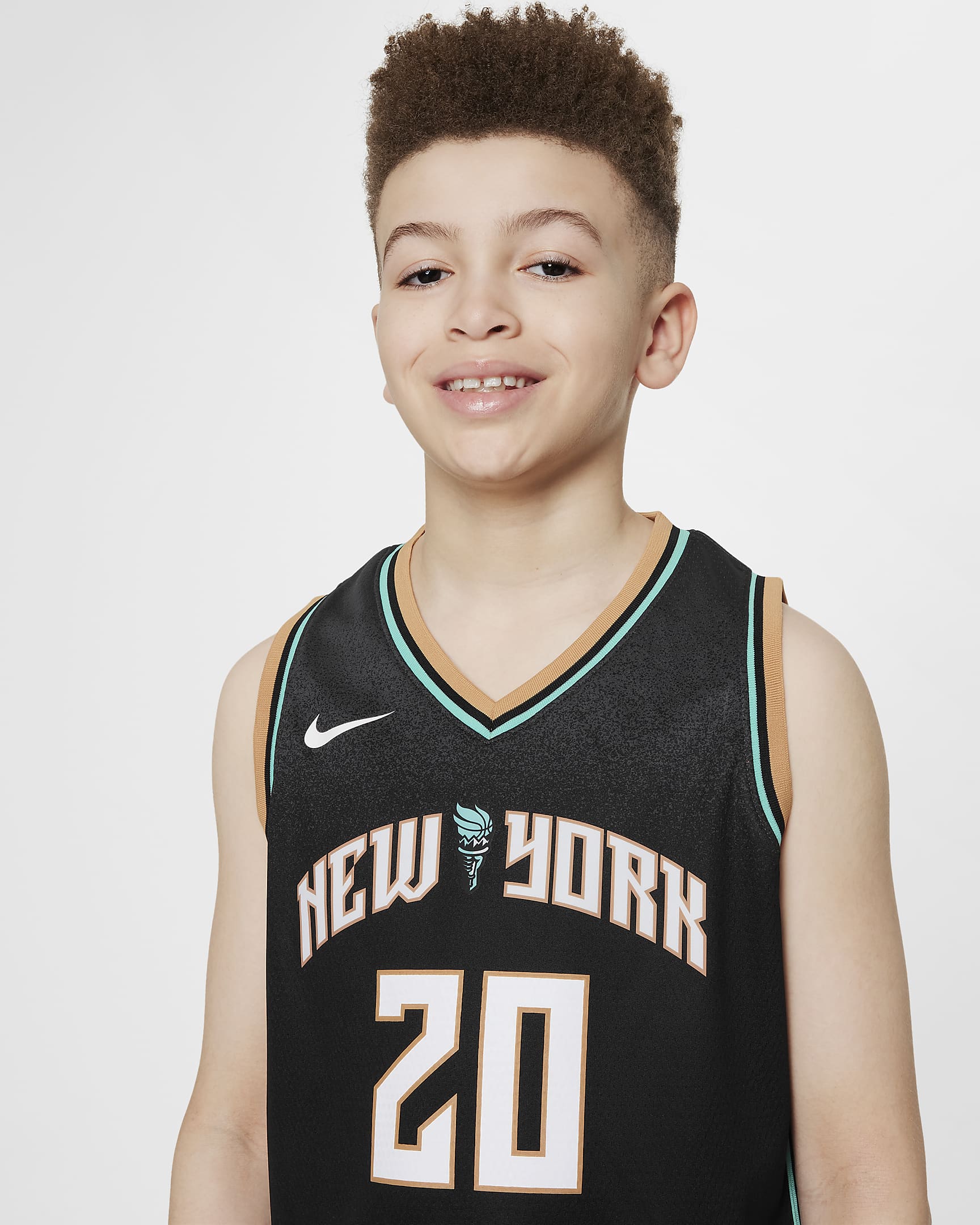 Jersey de la WNBA de alero polivalente Nike Dri-FIT para niño talla grande Sabrina Ionescu New York Liberty 2024 Explorer Edition - Negro