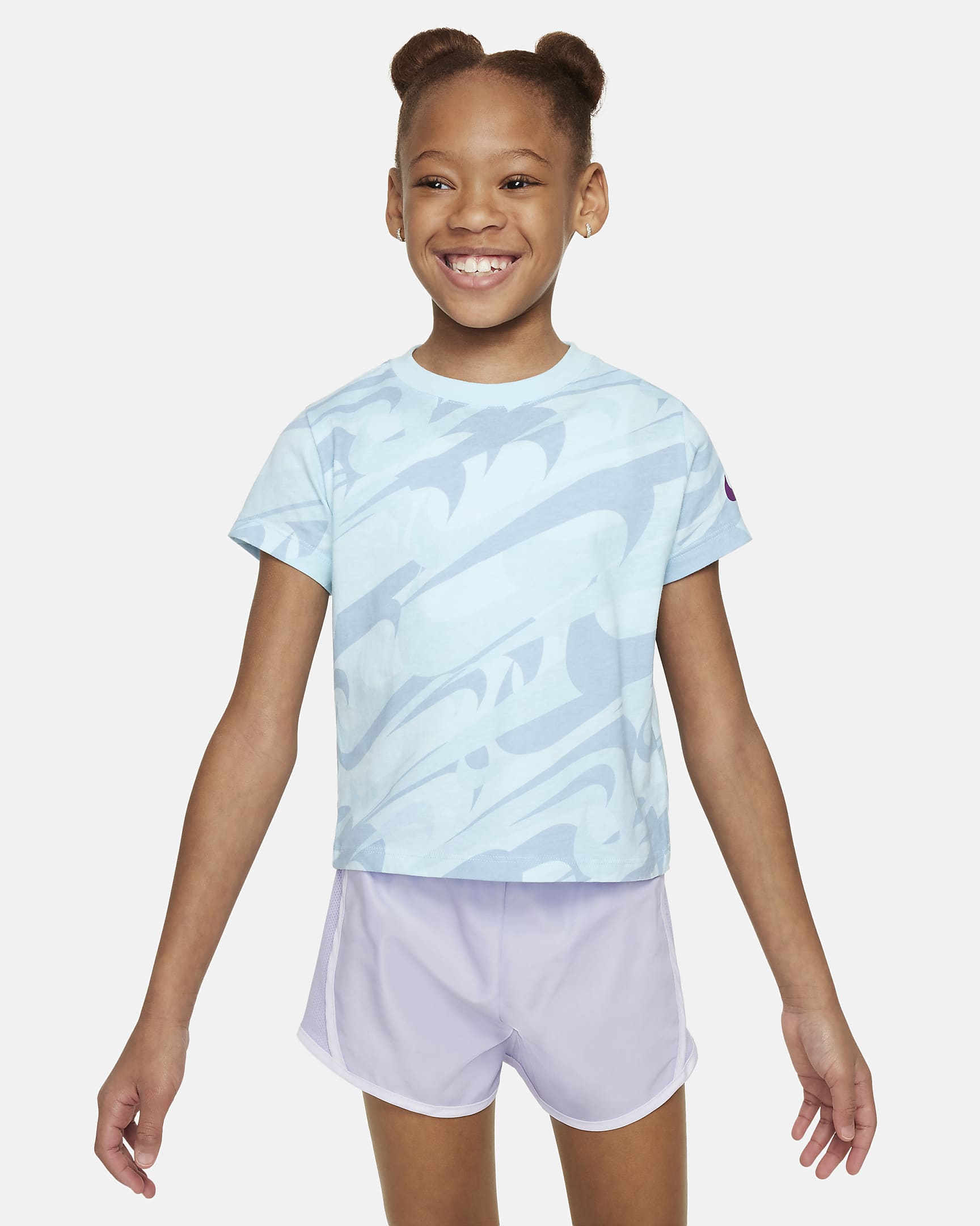 Playera con gráfico para niños talla pequeña Nike Prep in Your Step - Azul glacial