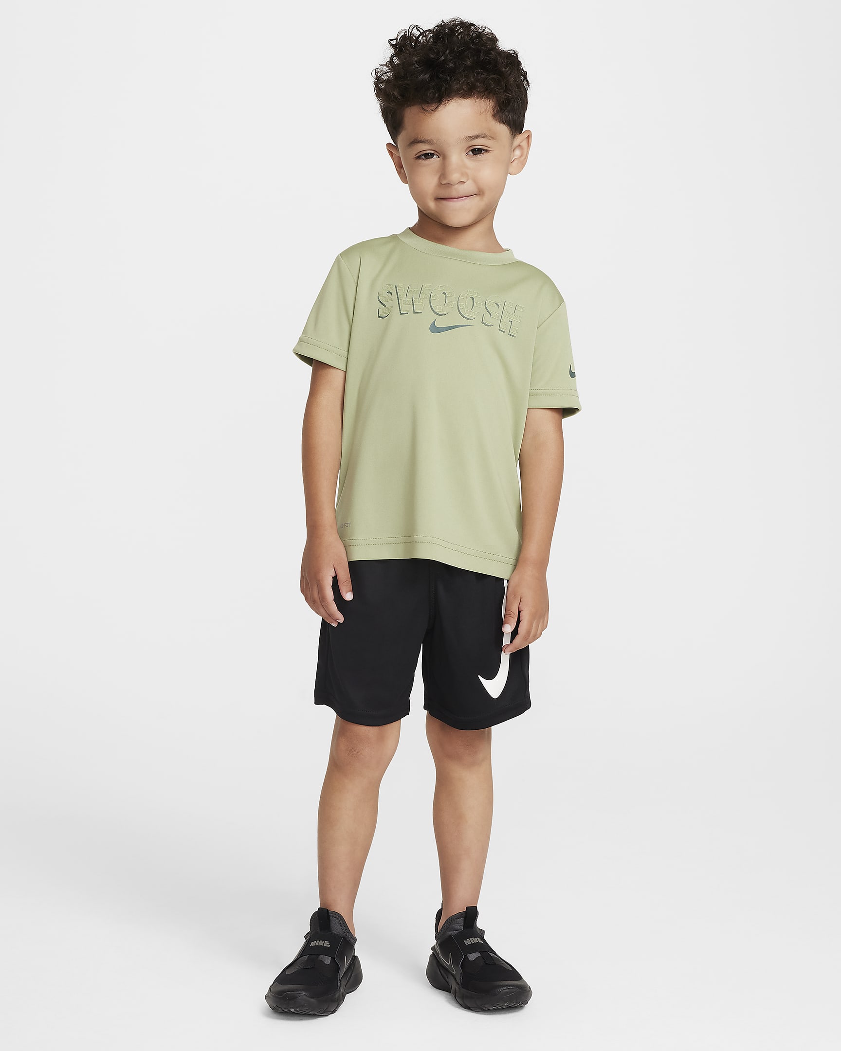 Playera Swoosh infantil Nike Dri-FIT "Just Do It" - Verde aceite