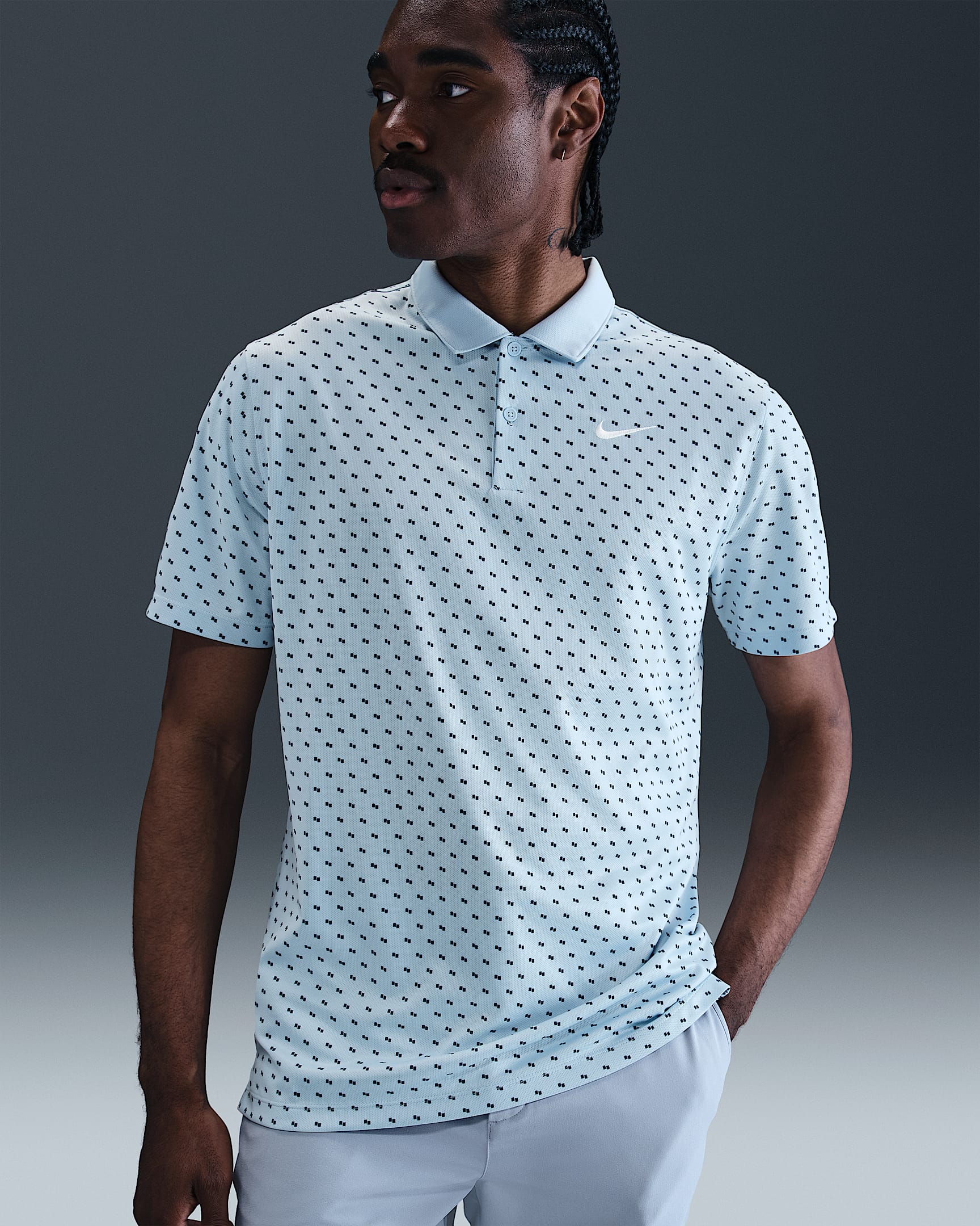Nike Victory+ Men's Dri-FIT Golf Polo - Light Armory Blue/White