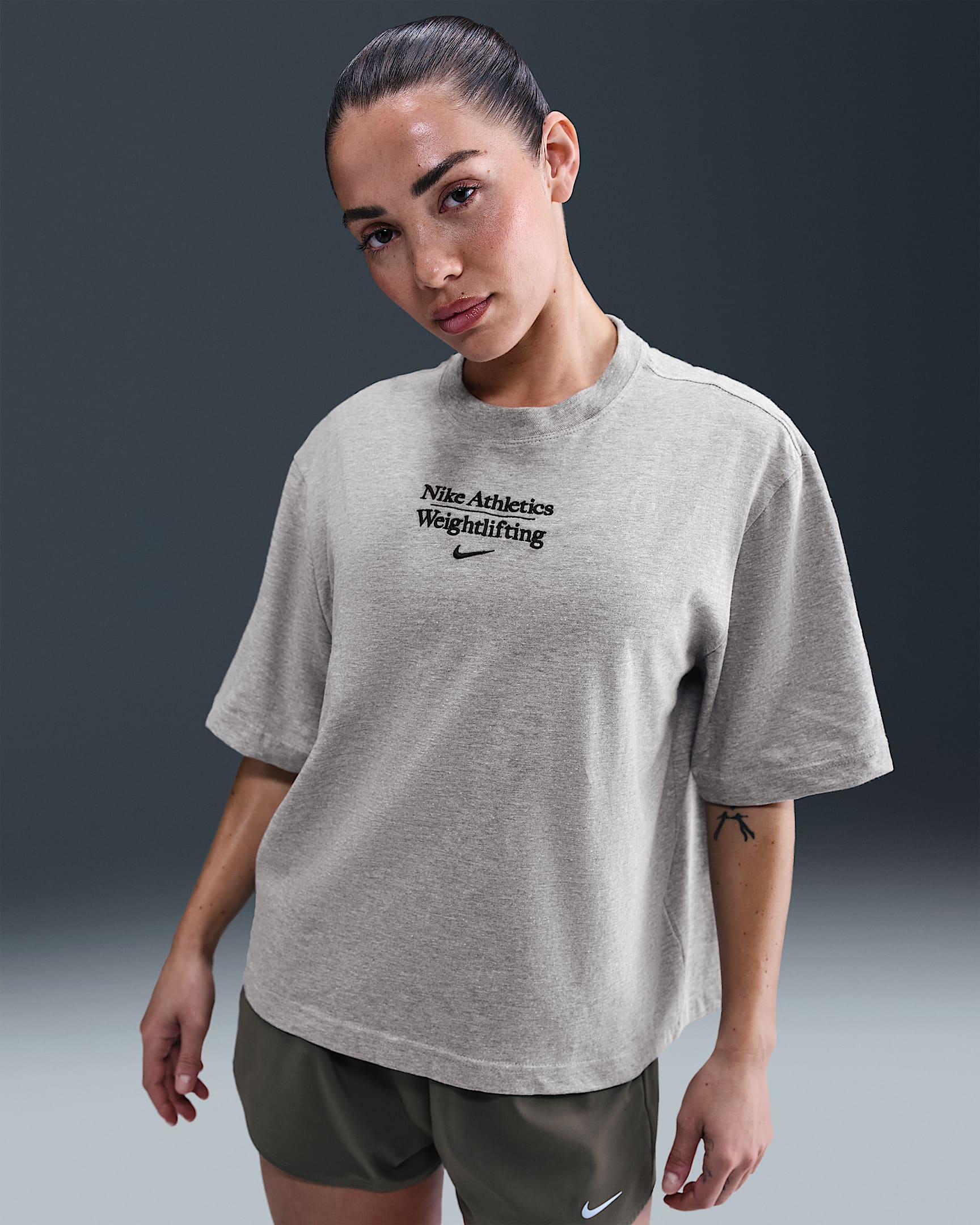 Nike Weightlifting Women's Boxy T-Shirt - Dark Grey Heather