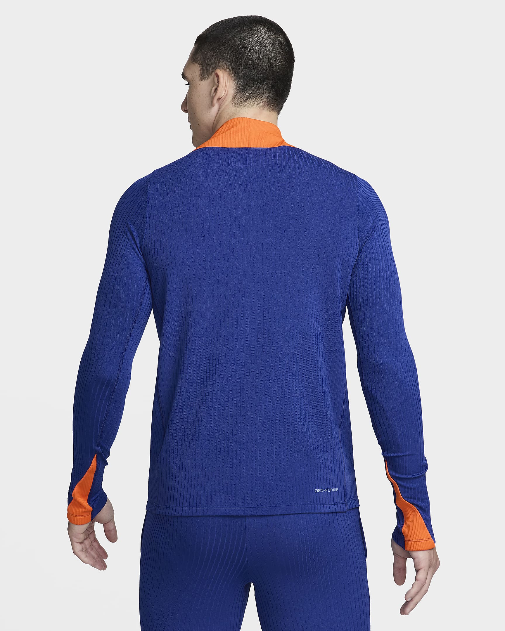 Netherlands Strike Elite Men's Nike Dri-FIT ADV Football Knit Drill Top - Deep Royal Blue/Safety Orange/Safety Orange