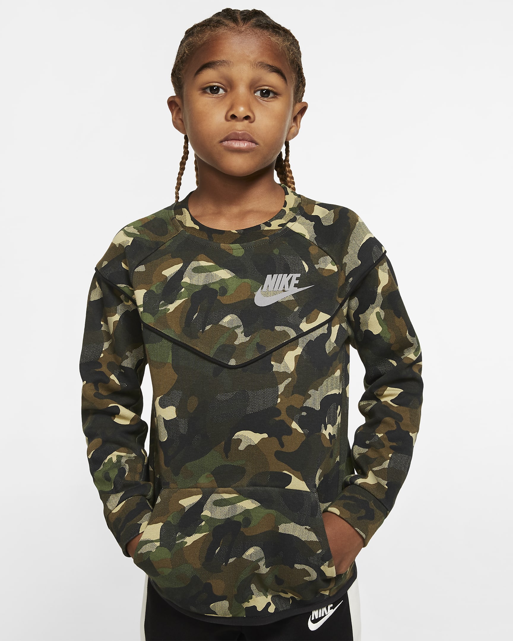 Nike Sportswear Tech Fleece Little Kids' Sweatshirt - Medium Olive