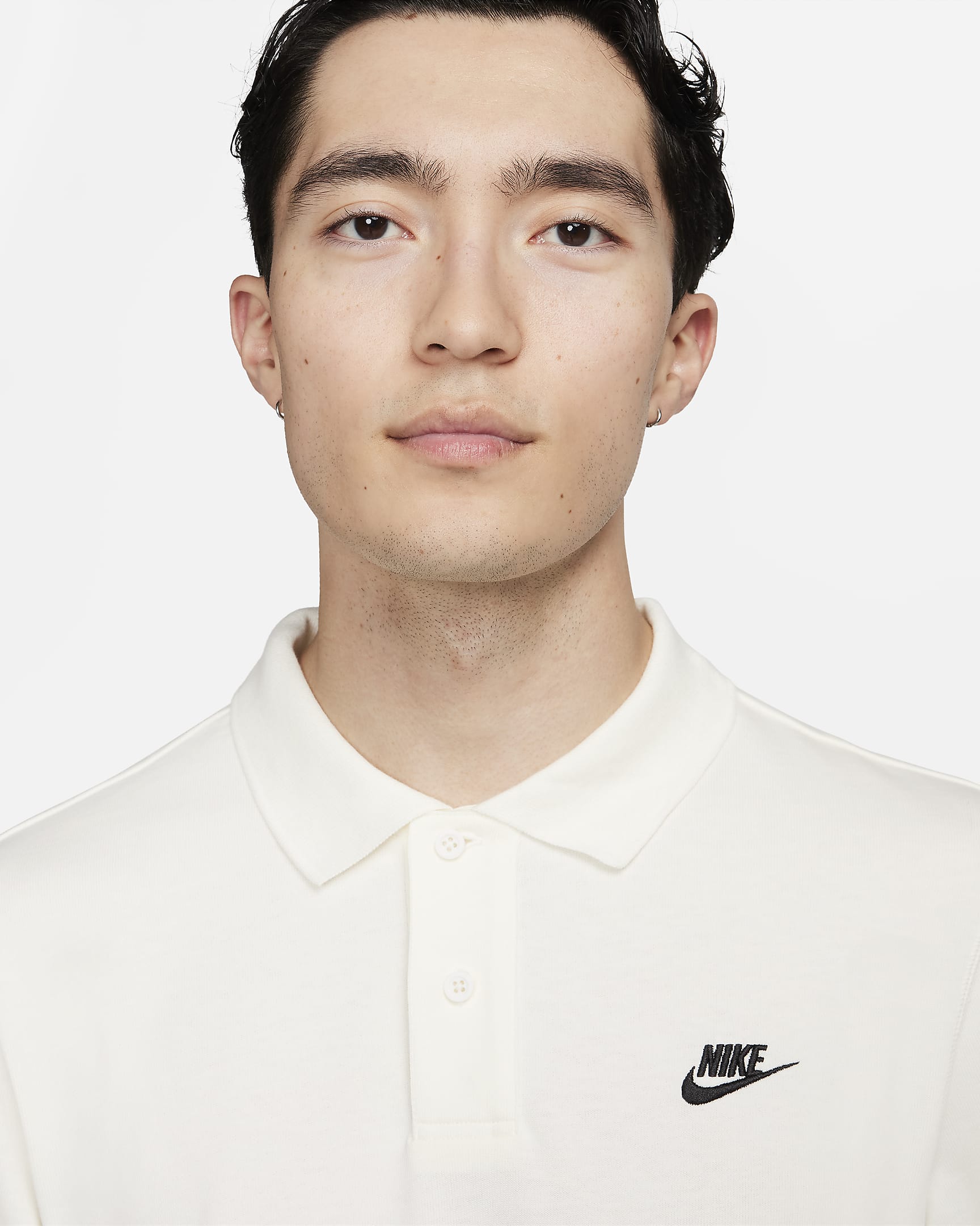 Nike Club Men's Long-Sleeve Knit Polo - Sail/Black