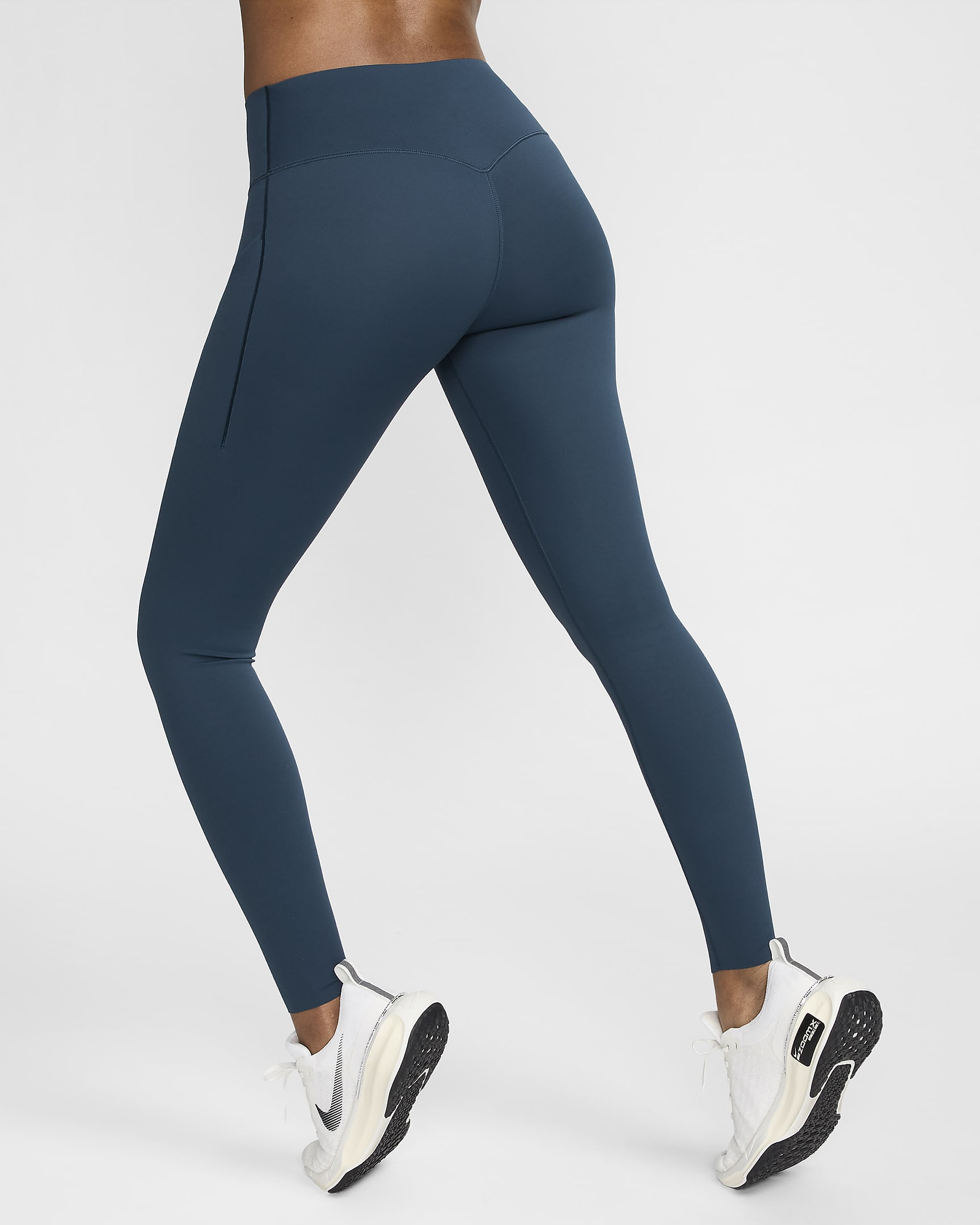 Nike Universa leggings i full lengde med middels støtte, mellomhøyt liv og lommer til dame - Armory Navy/Svart