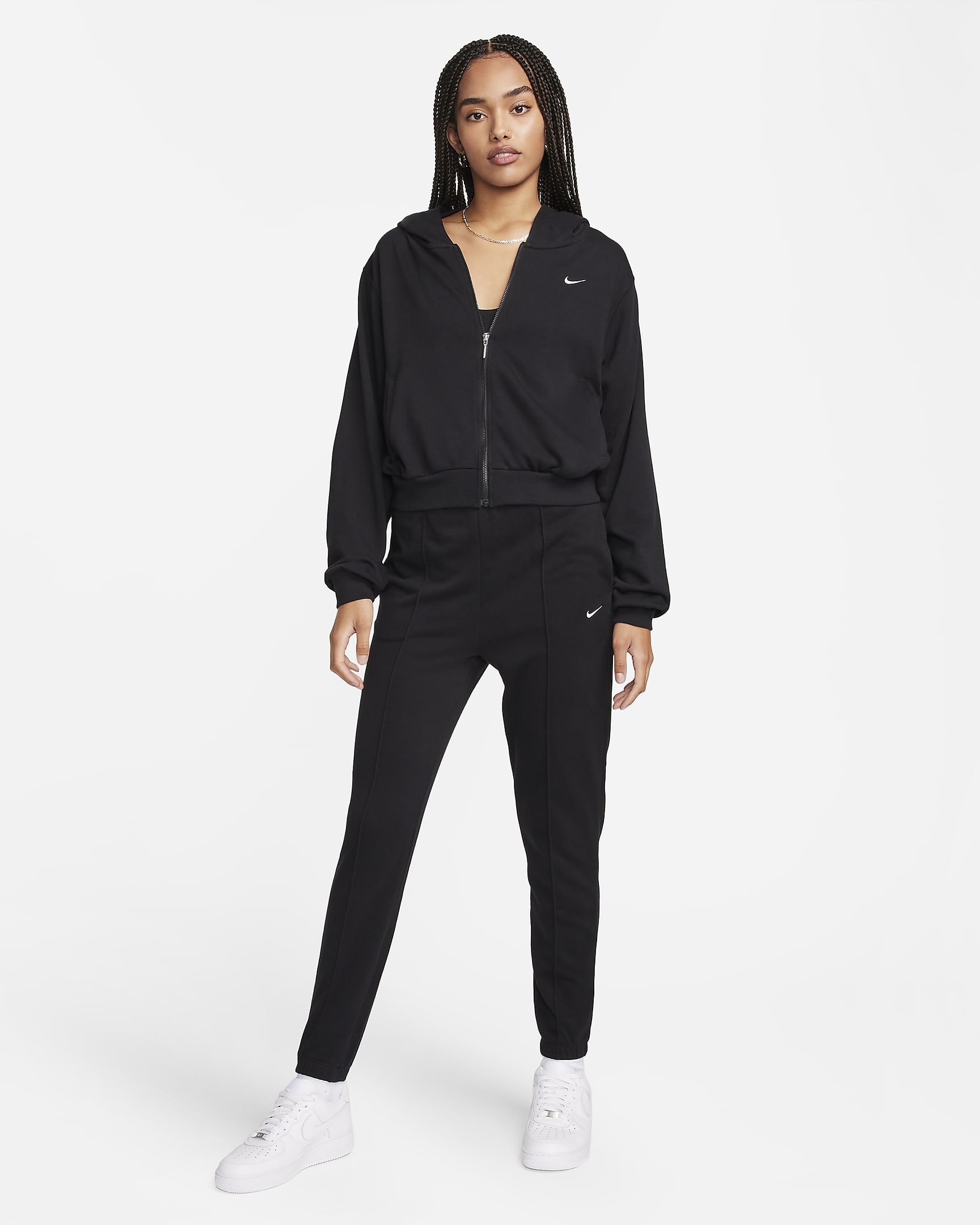 Sweat à capuche en molleton à zip et coupe ample Nike Sportswear Chill Terry pour femme - Noir/Sail