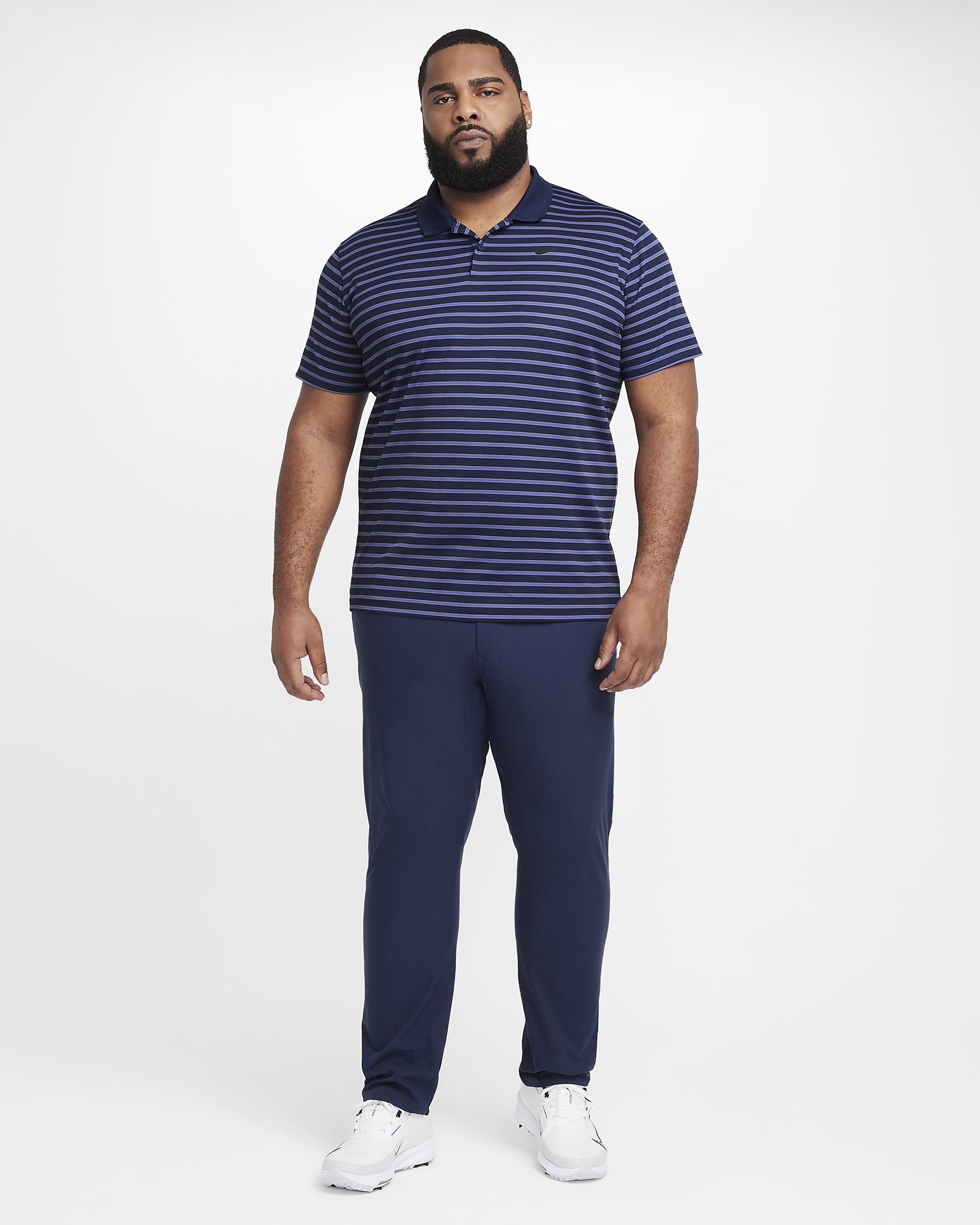 Nike Dri-FIT Victory gestreiftes Golf-Poloshirt für Herren - Midnight Navy/Schwarz