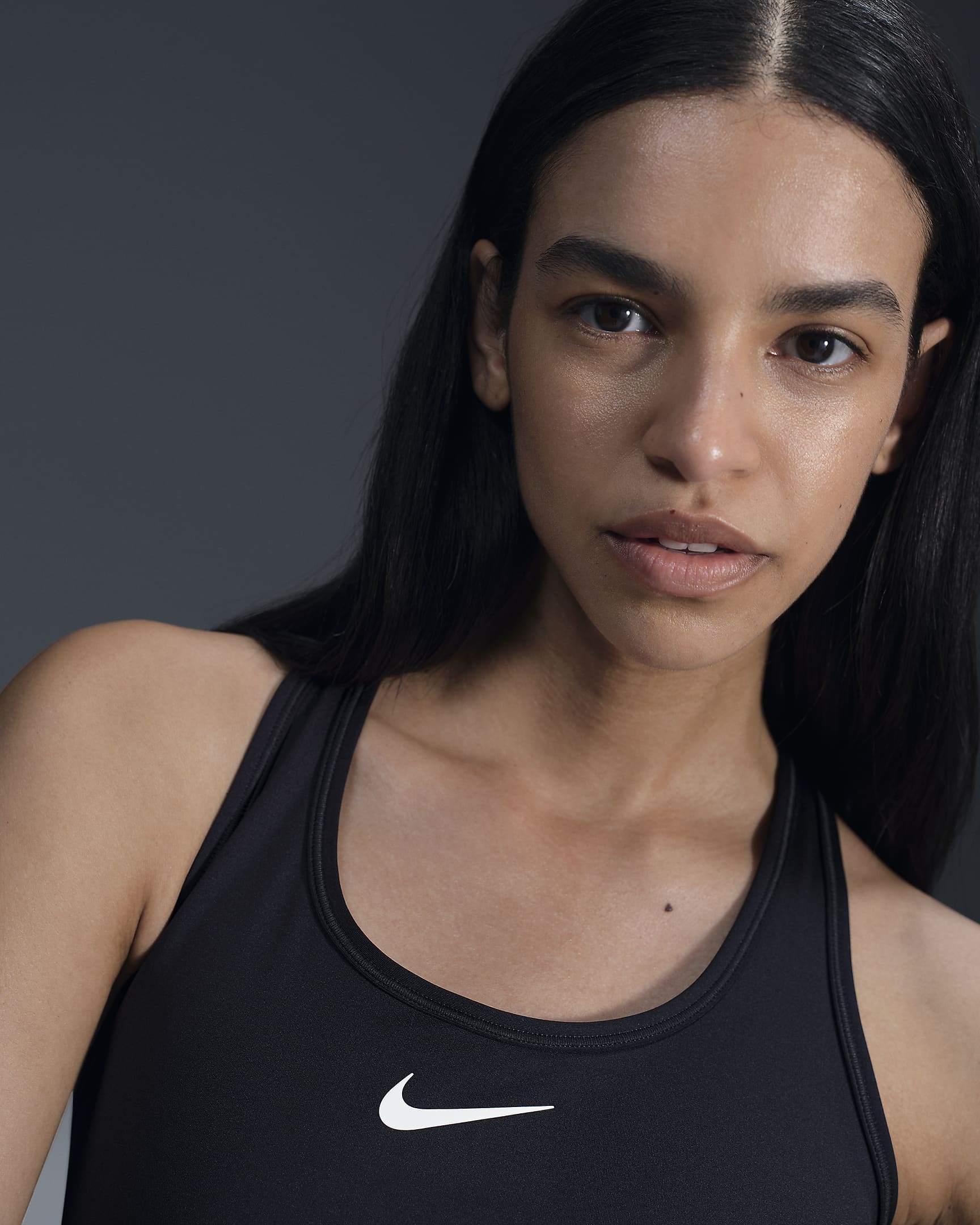Nike Swoosh Medium Support Women's Padded Sports Bra - Black/White