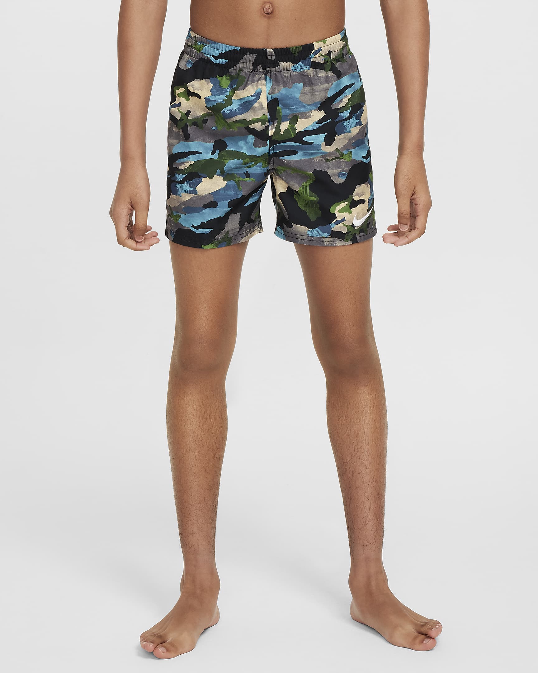 Nike Swim Classic Camo Older Kids' (Boys') 10cm (approx.) Volley Shorts - Black/Team Gold/Chlorophyll/White