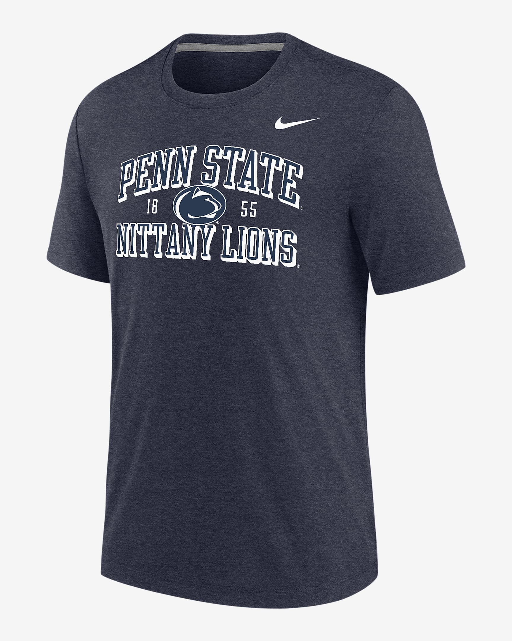 Playera Nike College para hombre Penn State - Azul marino jaspeado