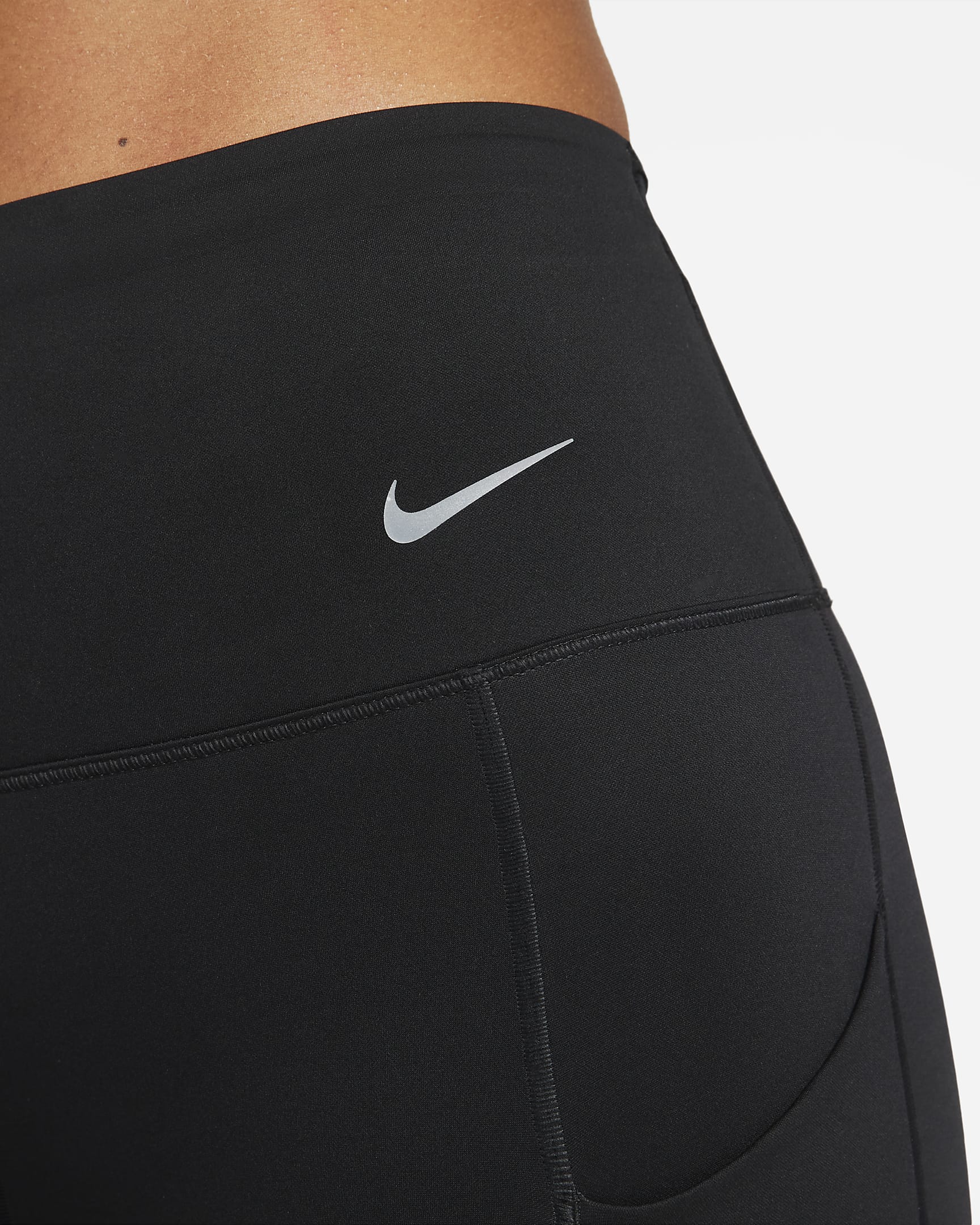 Dámské legíny Nike Go s plnou délkou, vysokým pasem, pevnou oporou a kapsami - Černá/Černá