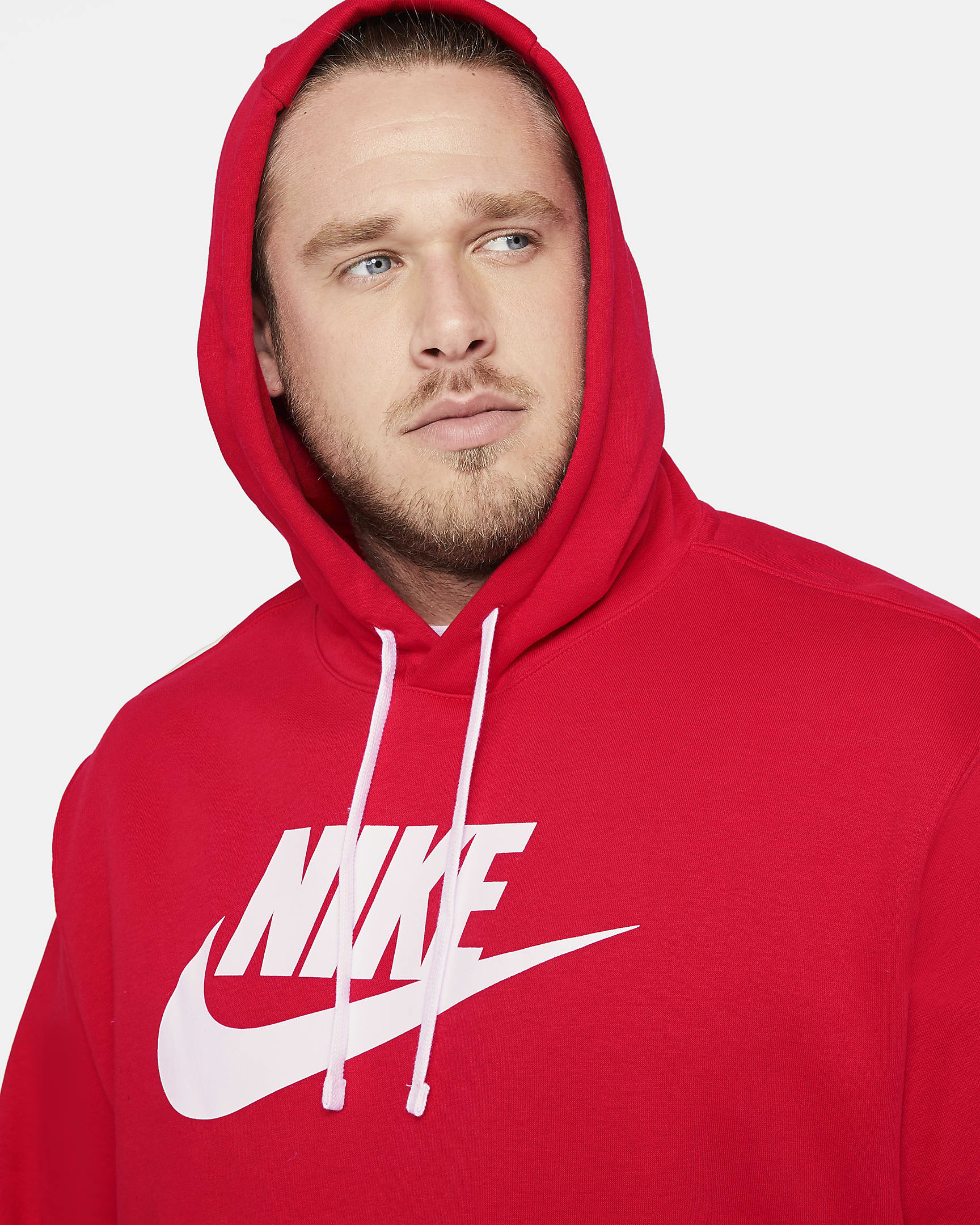 Nike Sportswear Club Fleece Men's Graphic Pullover Hoodie - University Red/White/White