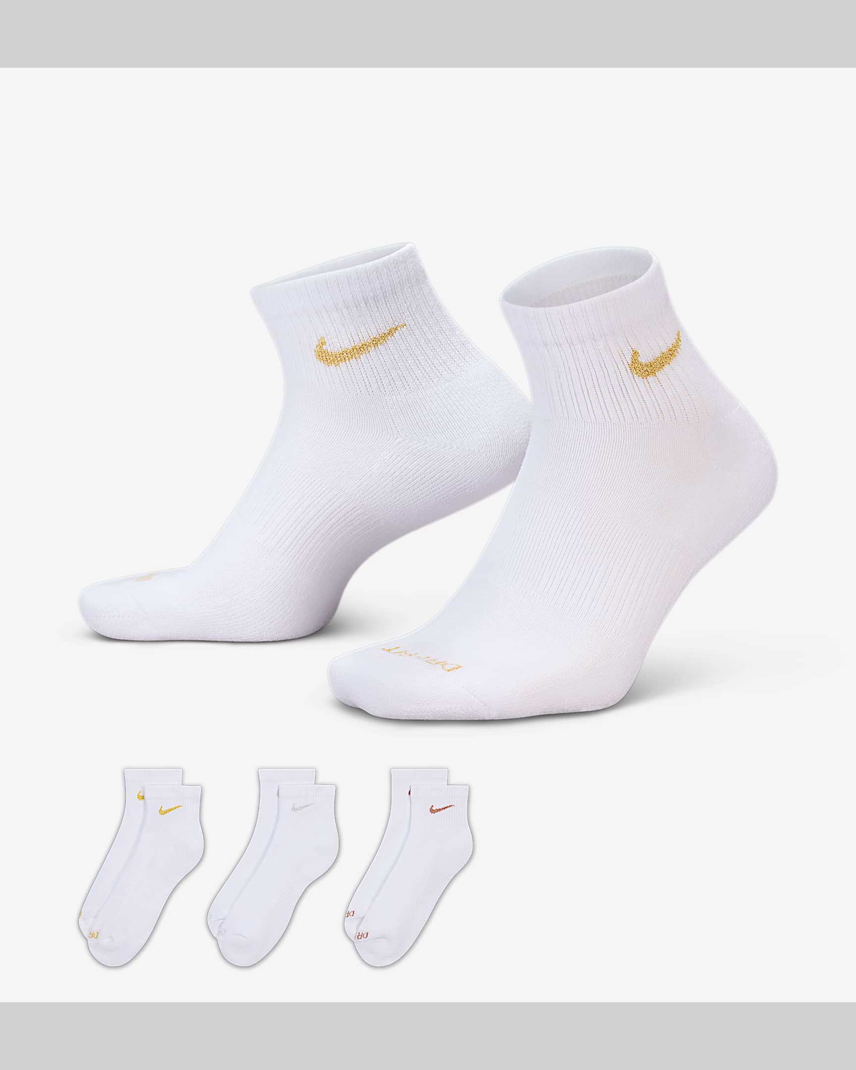 Calze da training alla caviglia Nike Everyday Plus Cushioned (3 paia) - Multicolore