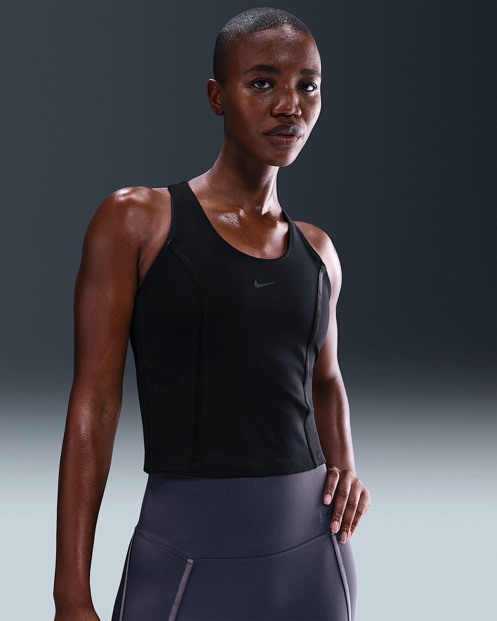 Nike One Fitted Women's Dri-FIT Tank Top - Black/Dark Smoke Grey