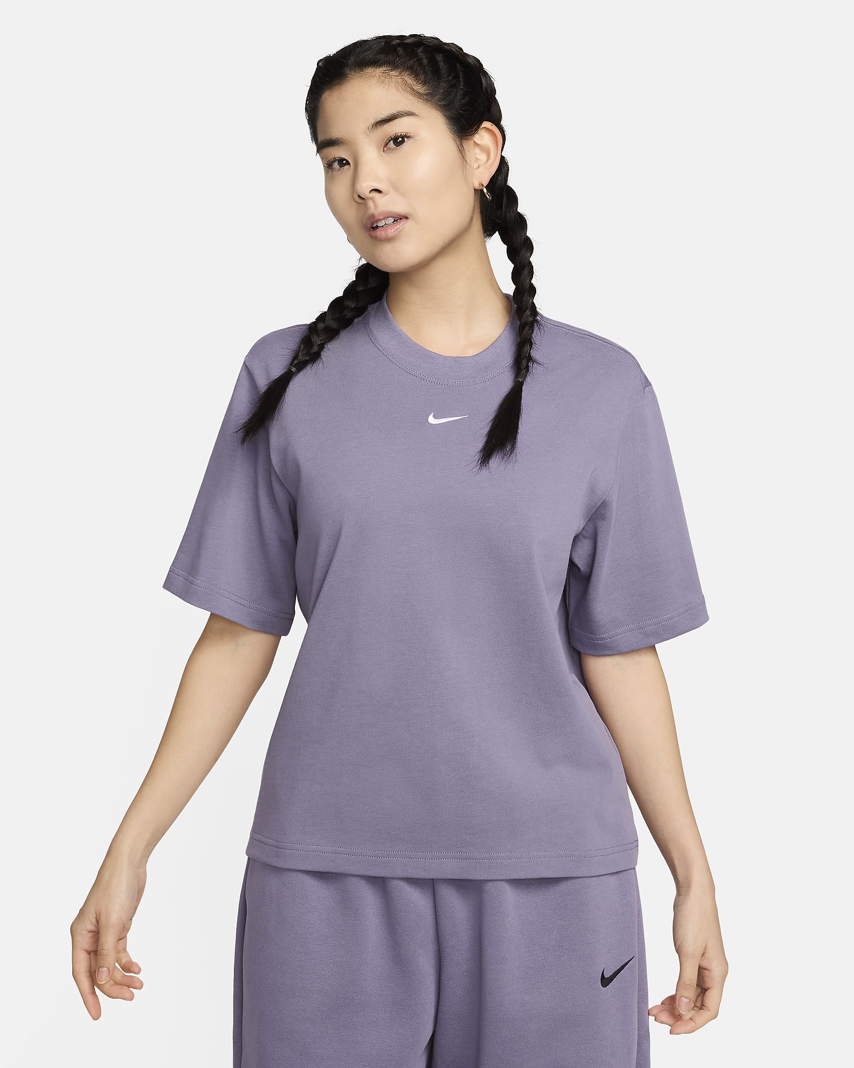 나이키 스포츠웨어 에센셜 여성 박시 티셔츠 - 데이브레이크/화이트