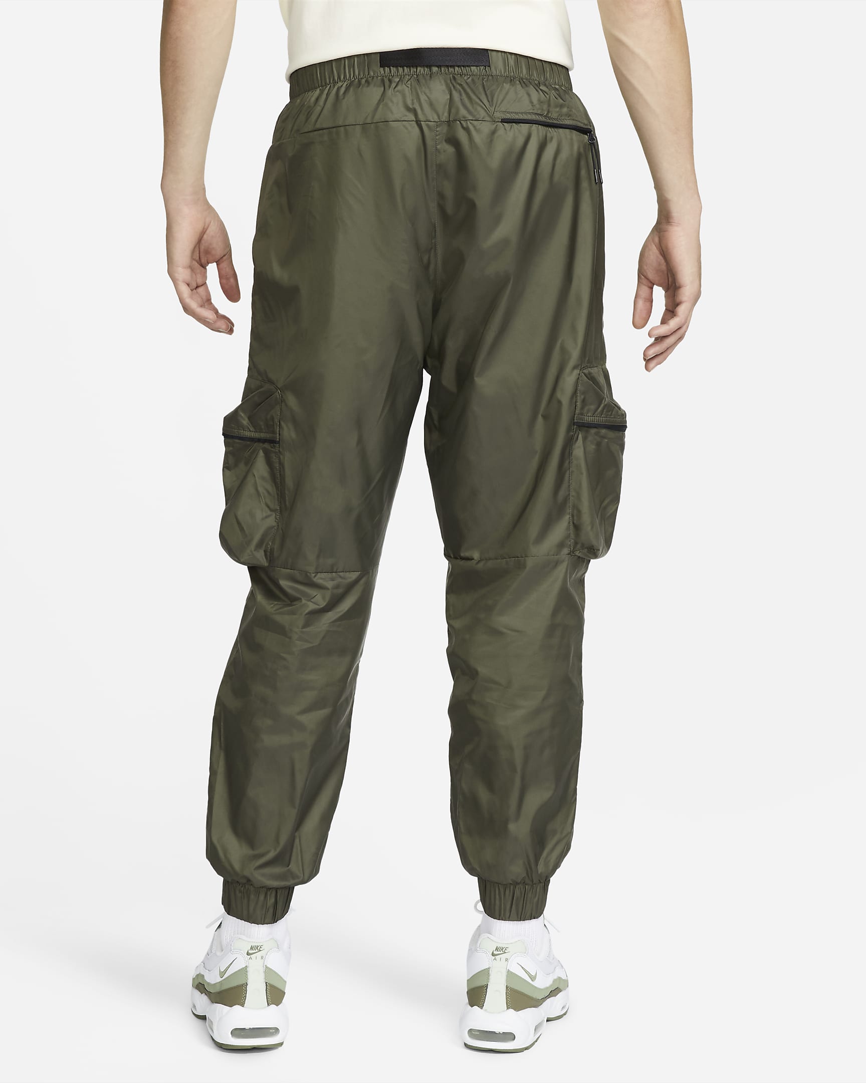 Męskie spodnie z tkaniny z podszewką Nike Tech - Cargo Khaki/Czerń