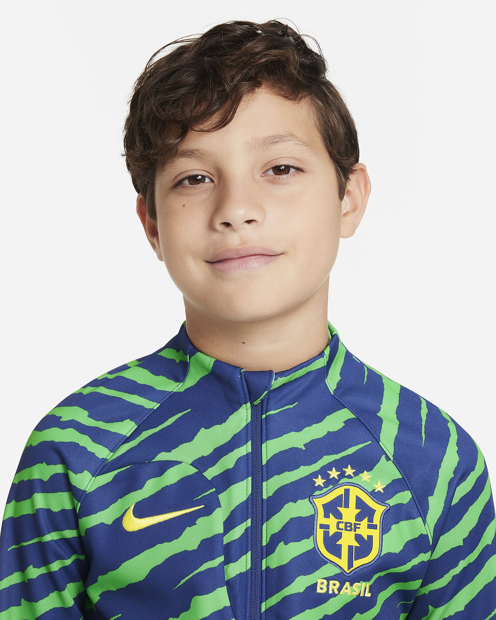 Brazil Academy Pro Big Kids' Nike Soccer Jacket - Coastal Blue/Light Green Spark/Dynamic Yellow