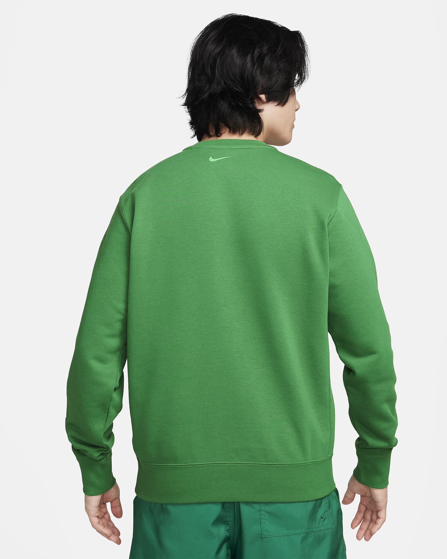 Nike Sportswear Men's French Terry Crewneck Sweatshirt - Aloe Verde/Midnight Navy/Aloe Verde