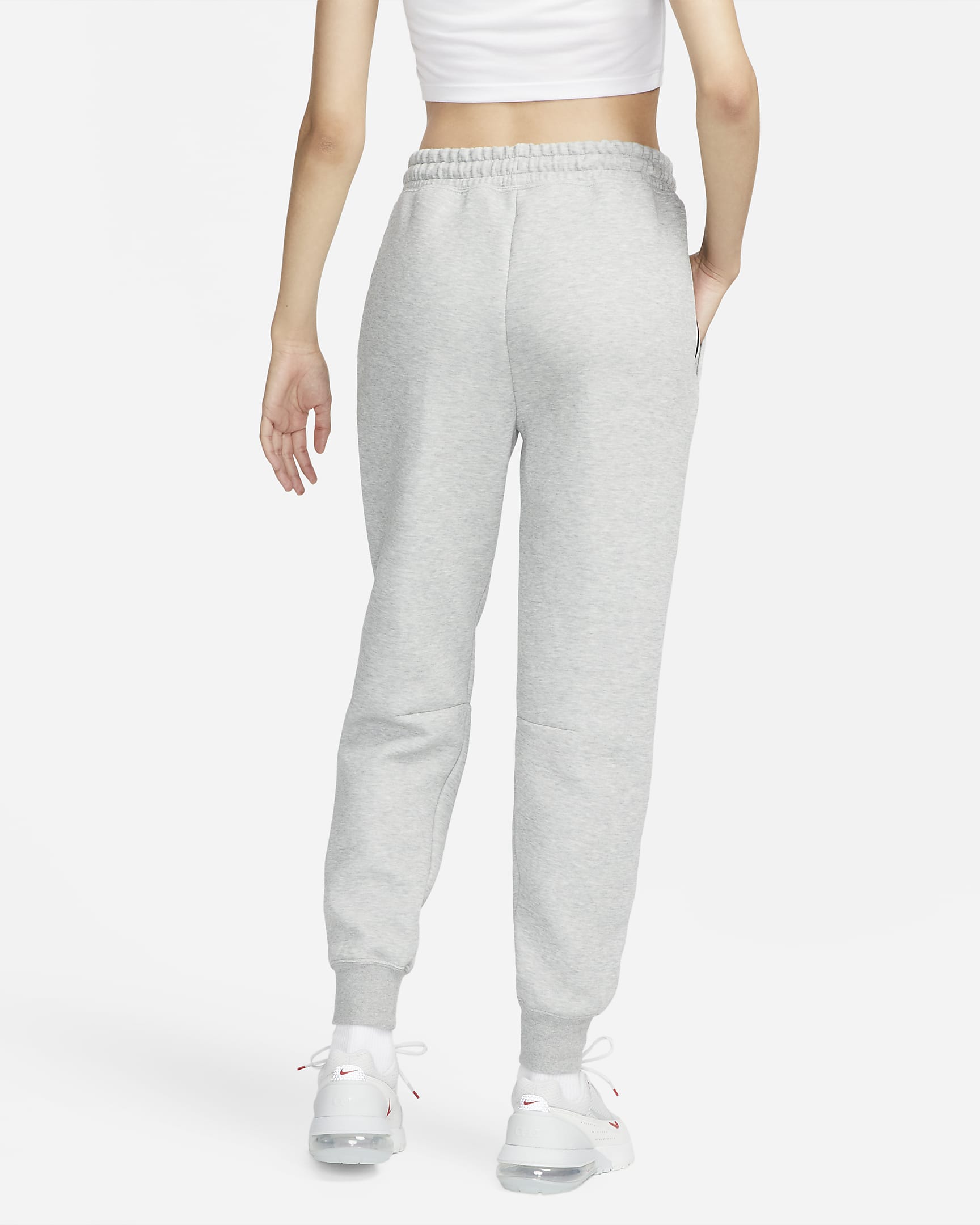 Nike Sportswear Tech Fleece Jogginghose mit mittelhohem Bund für Damen - Dark Grey Heather/Schwarz