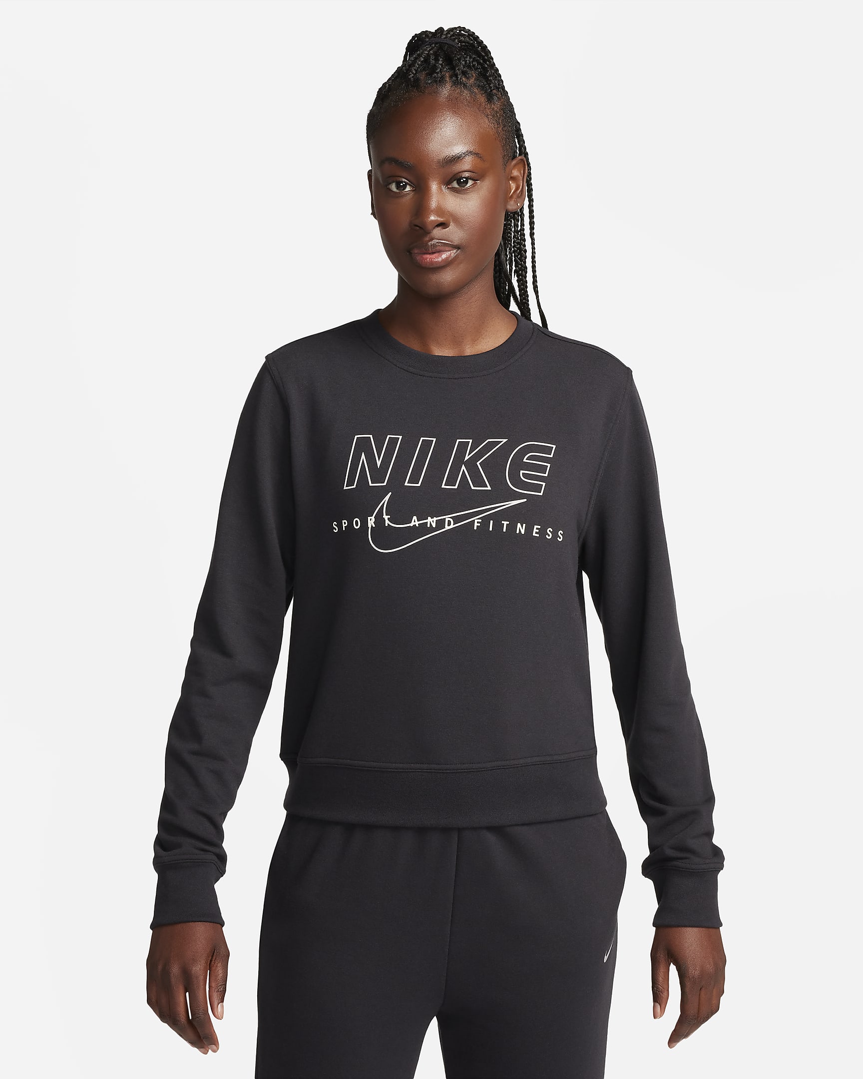 Nike Dri-FIT One Women's Crew-Neck Graphic Sweatshirt - Black/Sea Glass