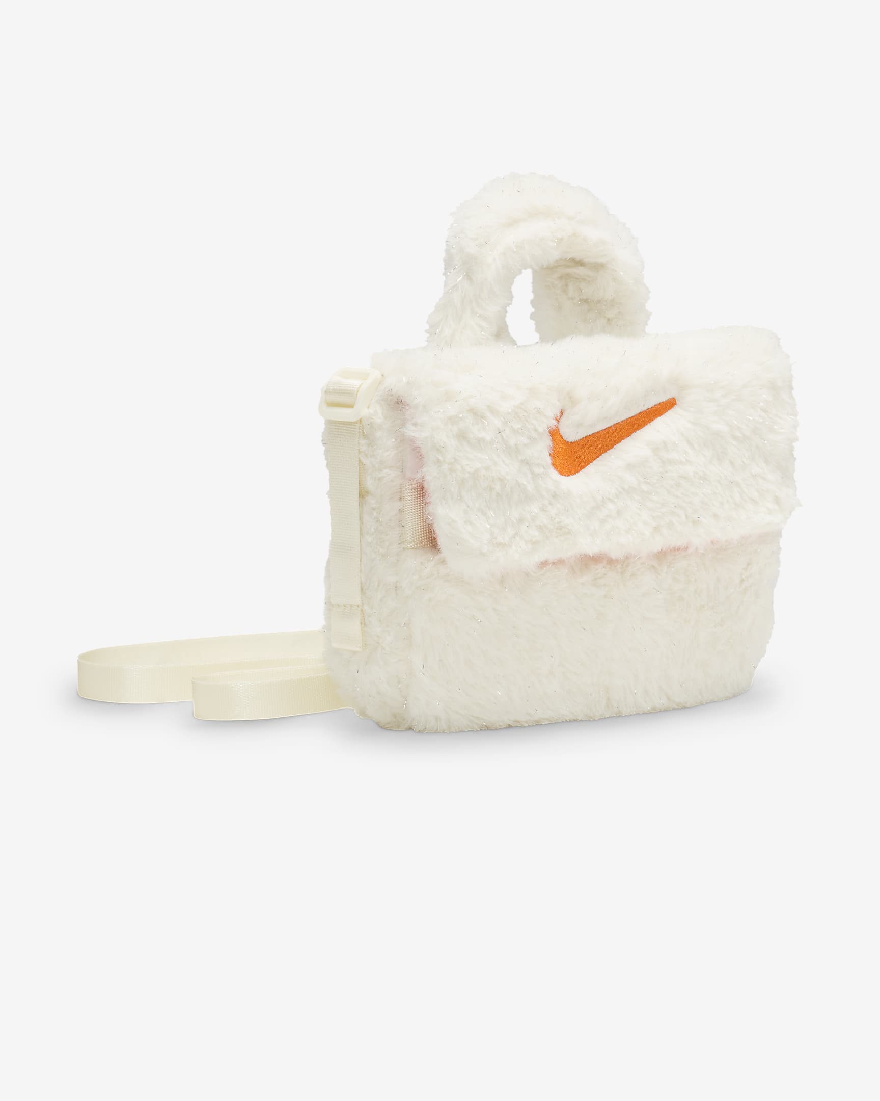 Nike Older Kids' Faux Fur Cross-Body Bag (1L) - Coconut Milk/Safety Orange/Safety Orange