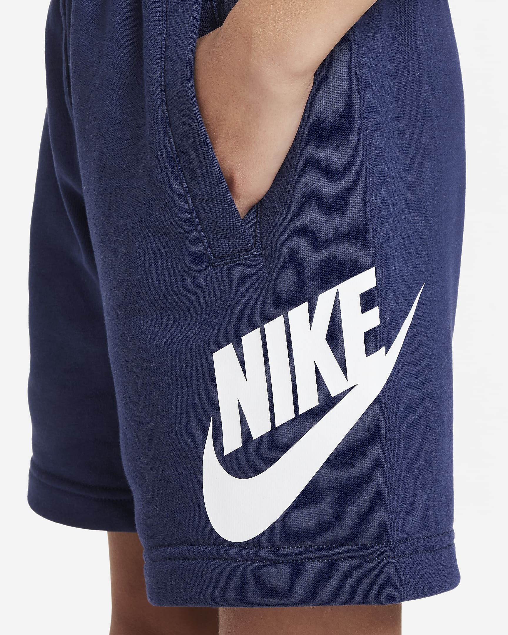 Nike Sportswear Club Fleece Big Kids' French Terry Shorts - Midnight Navy/White