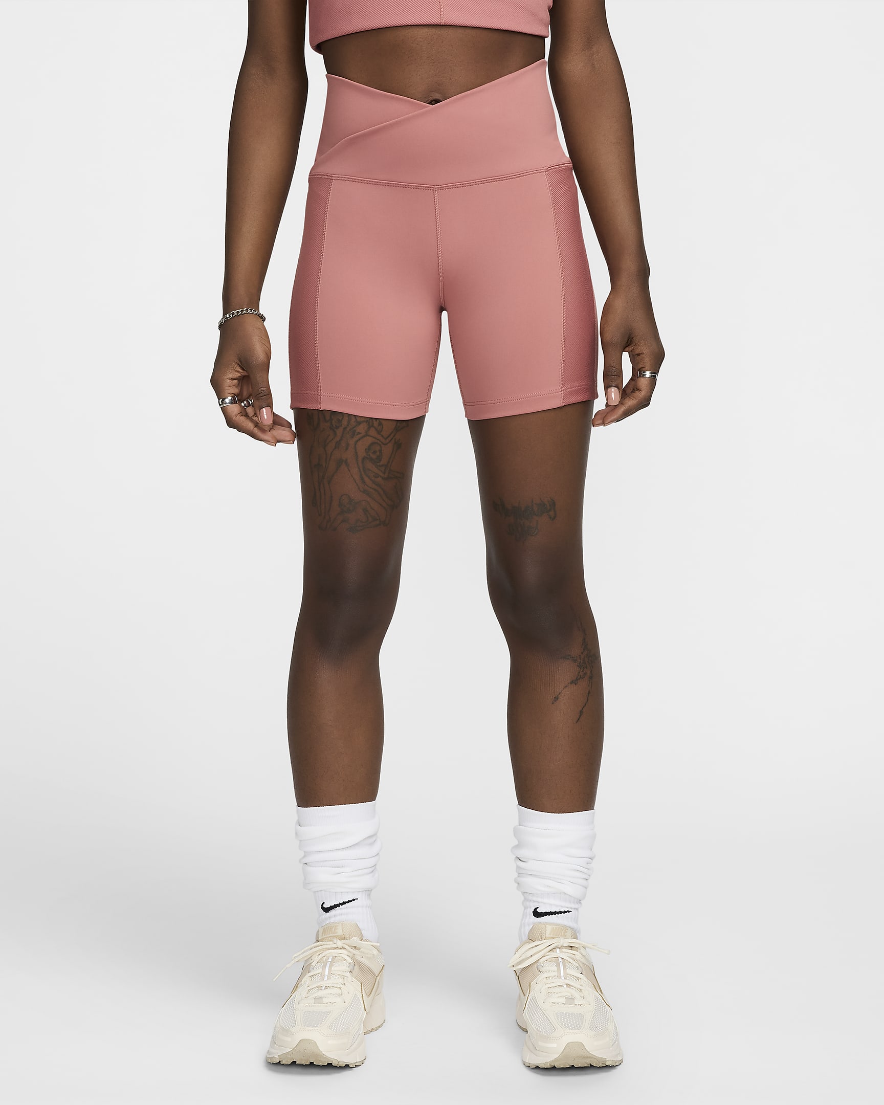 Nike One Wrap Women's High-Waisted 5" Biker Shorts - Canyon Pink/Black