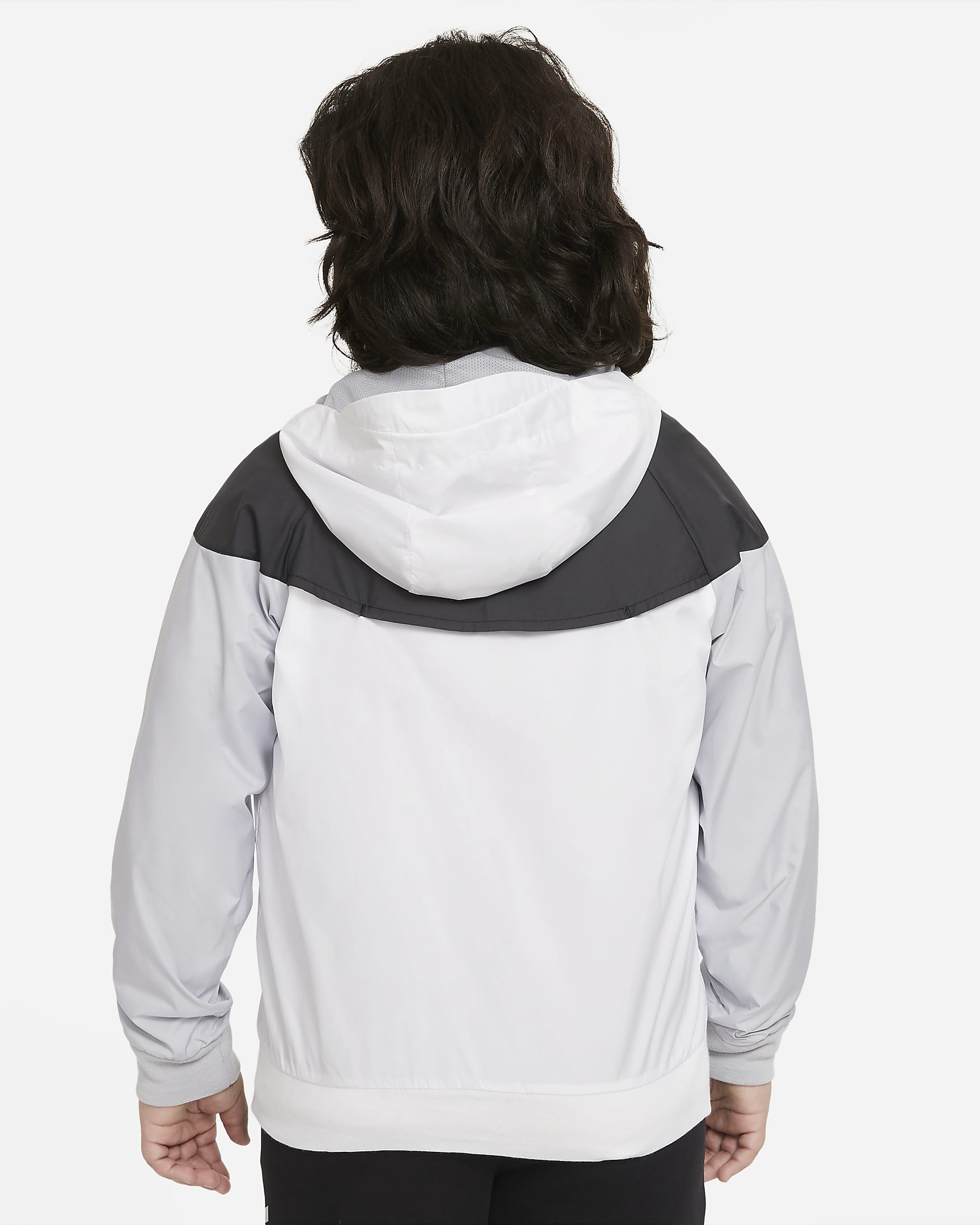 Nike Sportswear Windrunner ruimvallend jongensjack op heuplengte met capuchon (ruimere maten) - Wit/Zwart/Wolf Grey/Wit