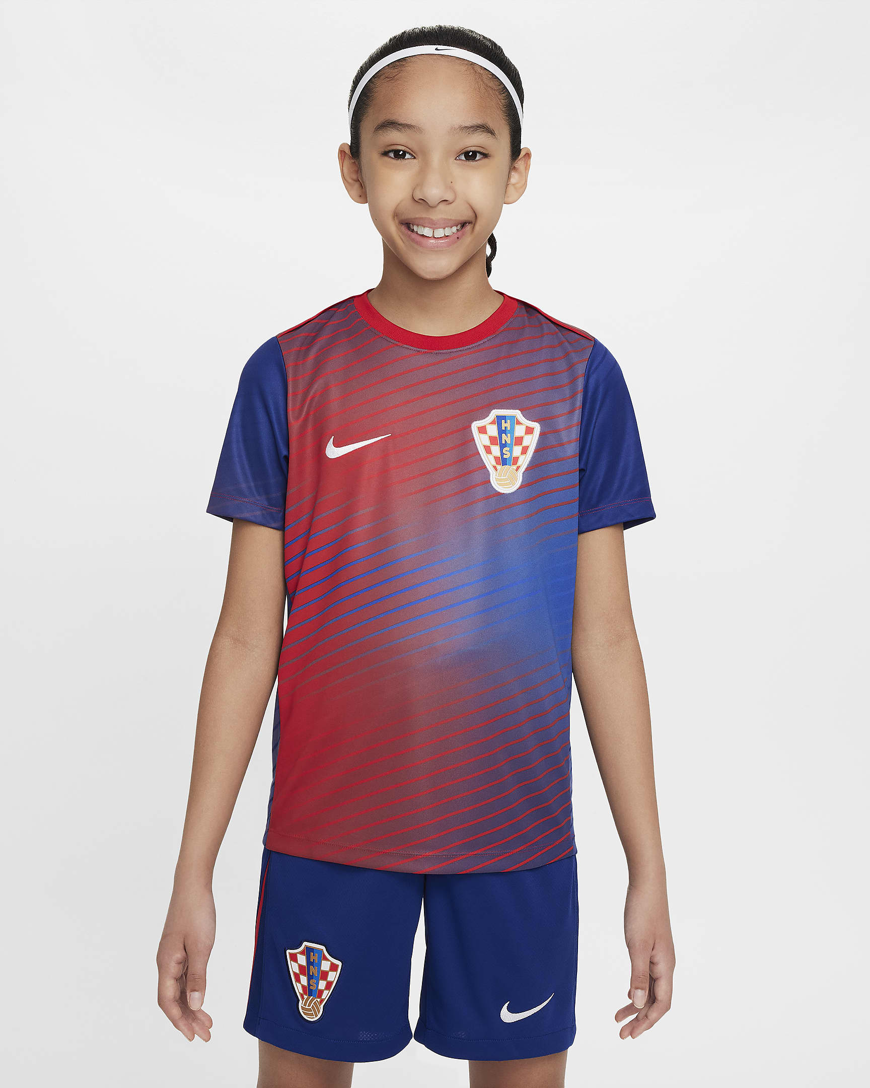 Croatia Academy Pro Older Kids' Nike Dri-FIT Football Short-Sleeve Top - Deep Royal Blue/Hyper Royal/University Red/White