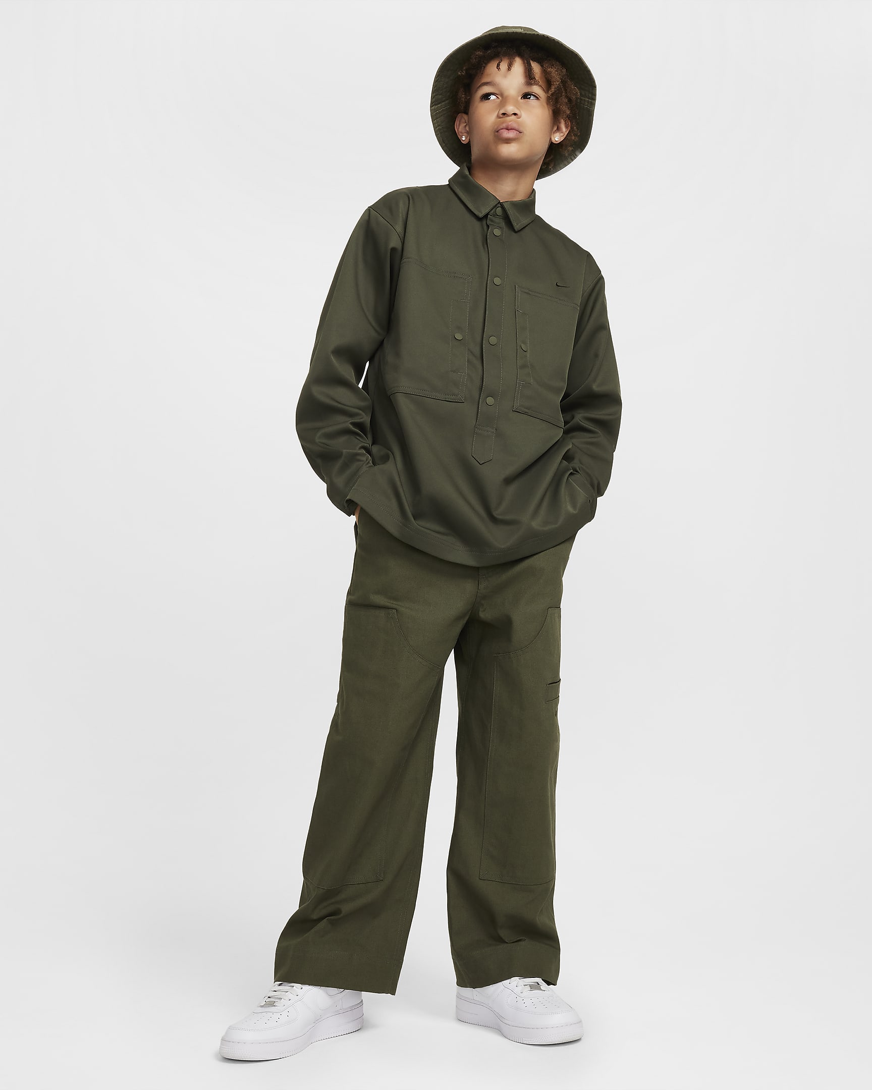 Nike Sportswear Metro Ground Big Kids' Top - Cargo Khaki/Sequoia