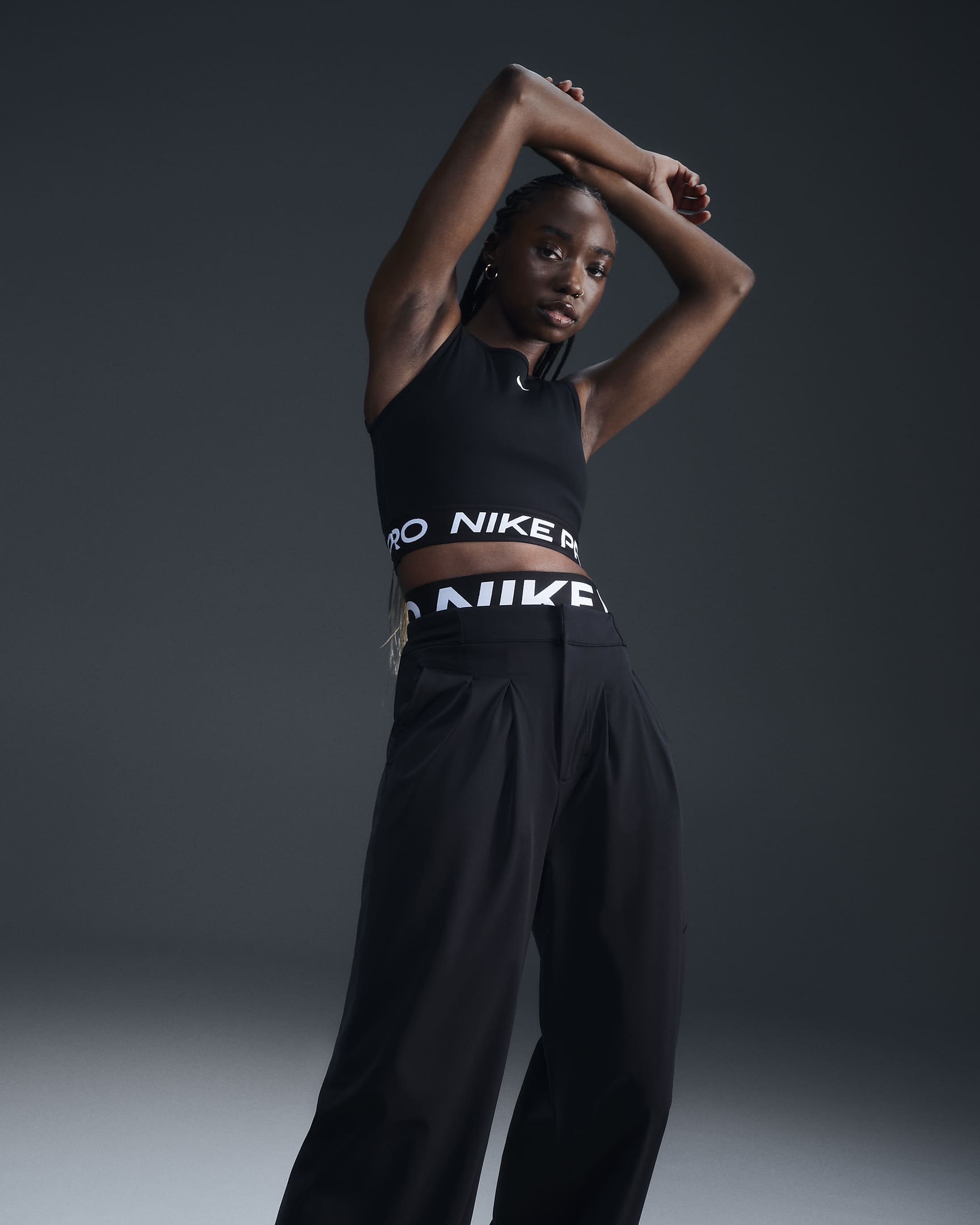 Débardeur court Nike Pro Dri-FIT pour femme - Noir/Blanc