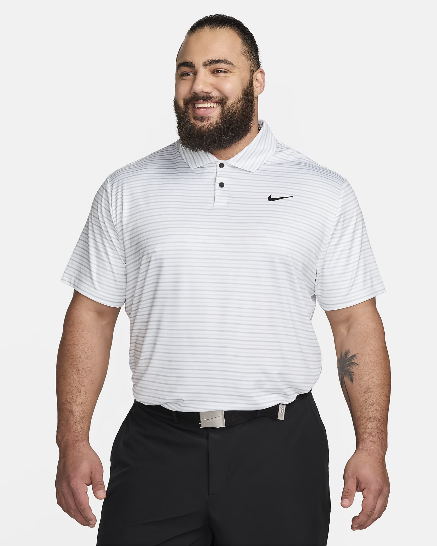 Polo de golf a rayas Dri-FIT para hombre Nike Tour - Blanco/Negro