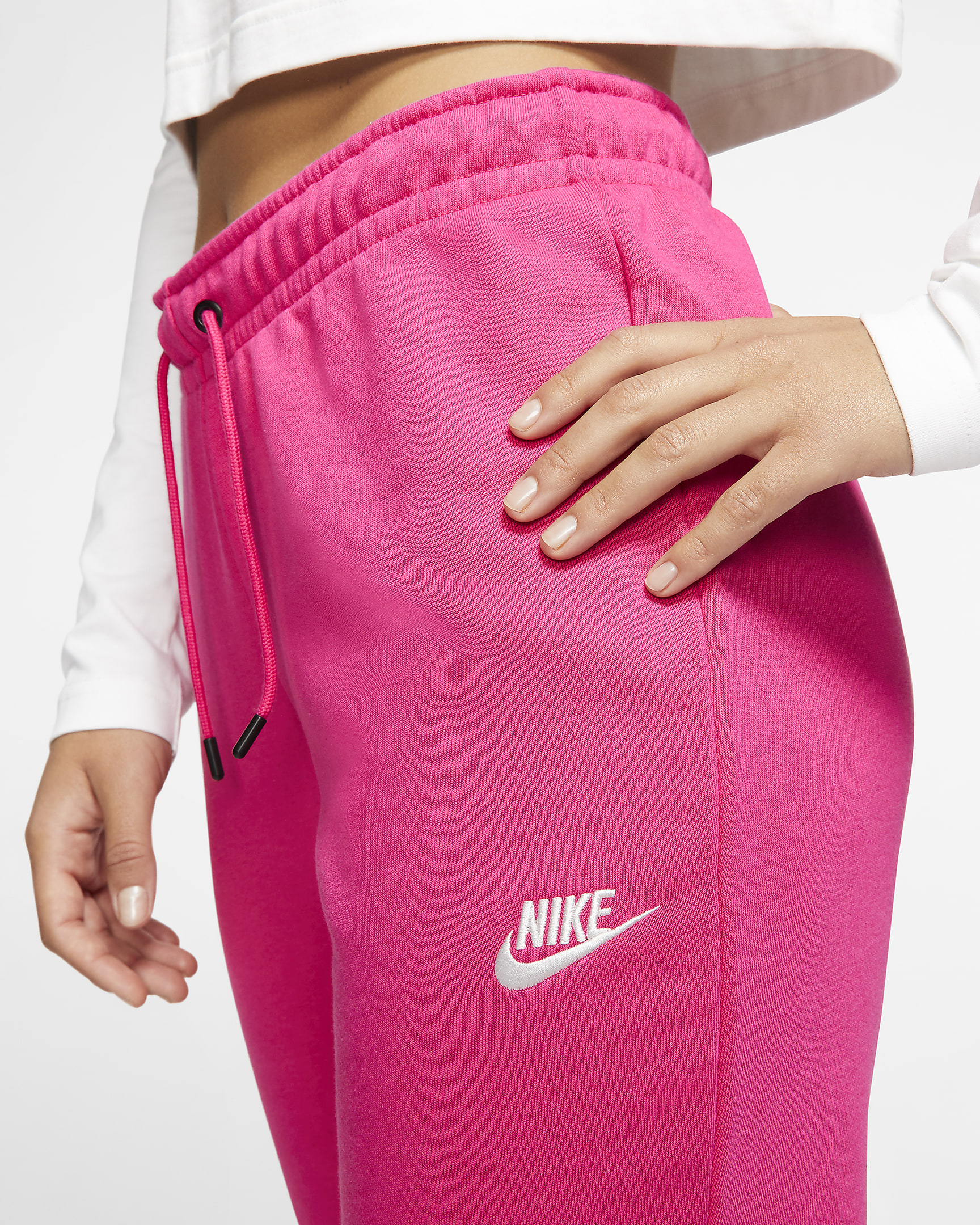 Nike Sportswear Essential Women's Mid-Rise Fleece Trousers - Watermelon/White