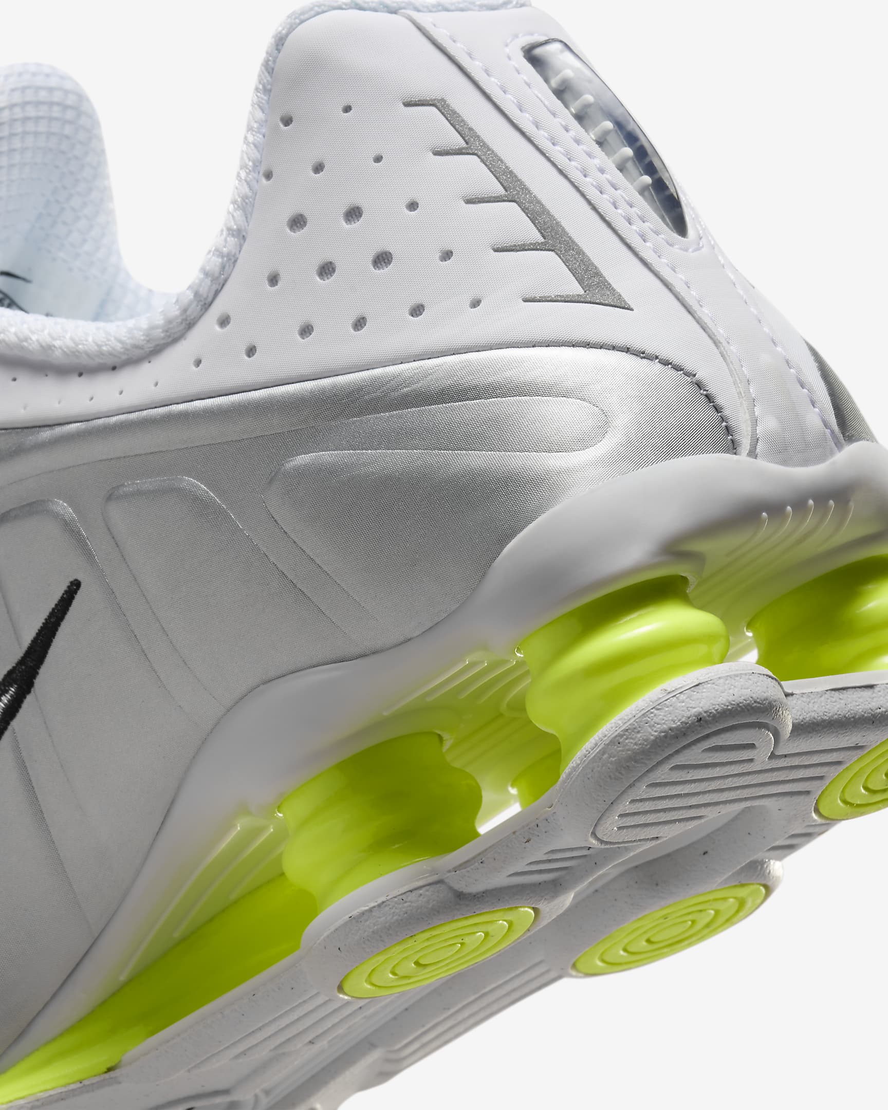 Nike Shox R4 Shoes - White/Metallic Silver/Volt/White