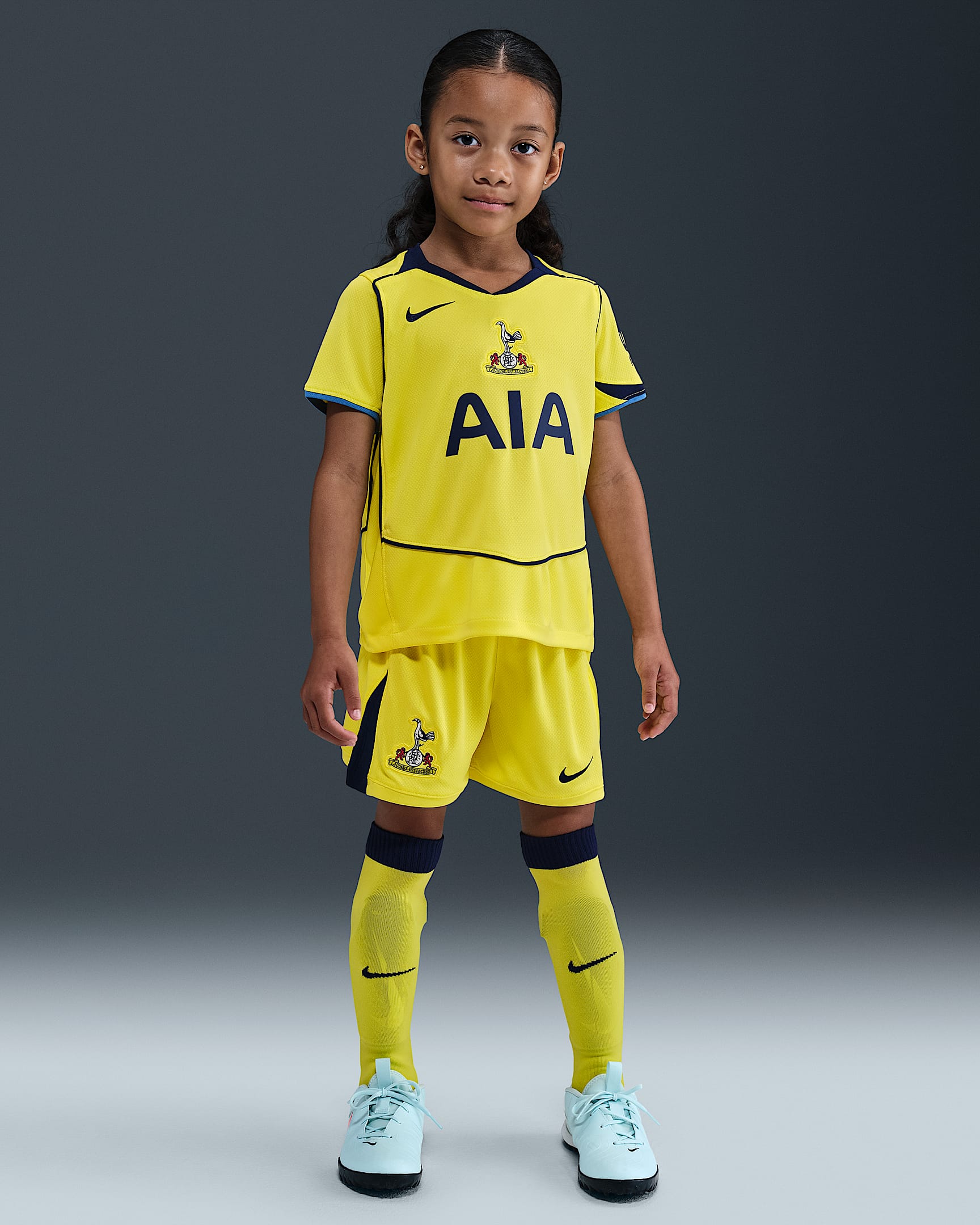 Ensemble trois pièces de foot Nike Dri-FIT Total 90 Tottenham Hotspur 2025/26 Stadium 3e tenue pour enfant - Dynamic Yellow/Blue Void/Pacific Blue/Blue Void
