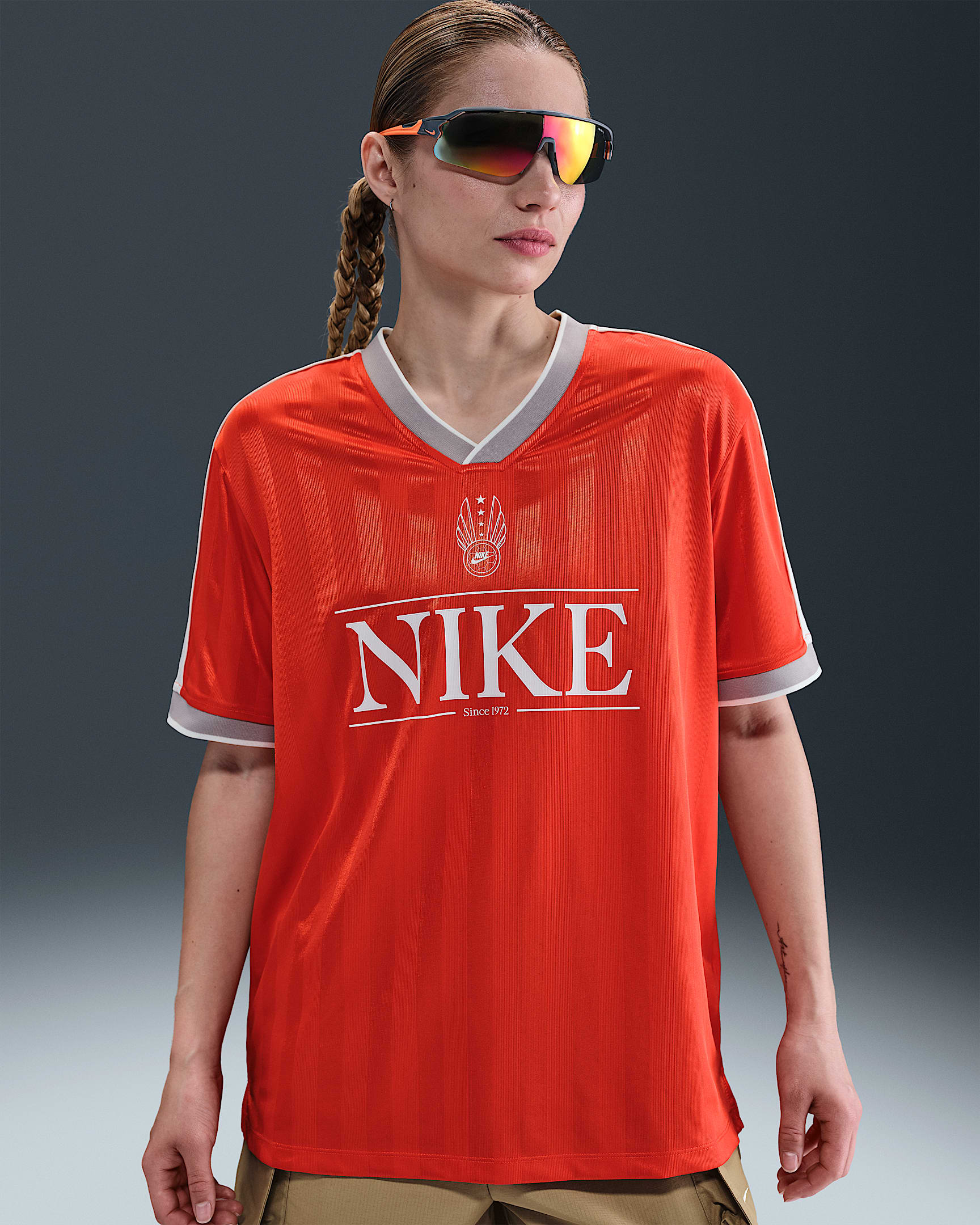 Maillot à col en V Nike Sportswear pour femme - Picante Red/Sail/Midnight Navy/Sail
