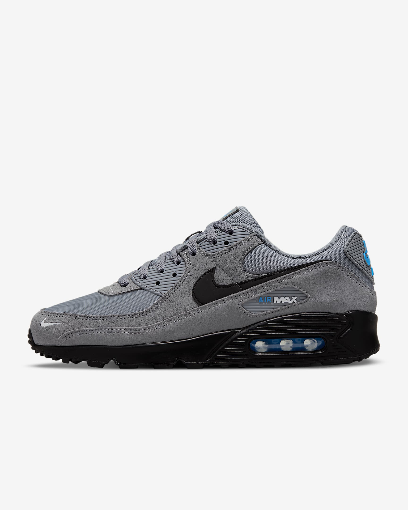 Chaussures Nike Air Max 90 pour Homme - Smoke Grey/Light Photo Blue/Metallic Silver/Noir
