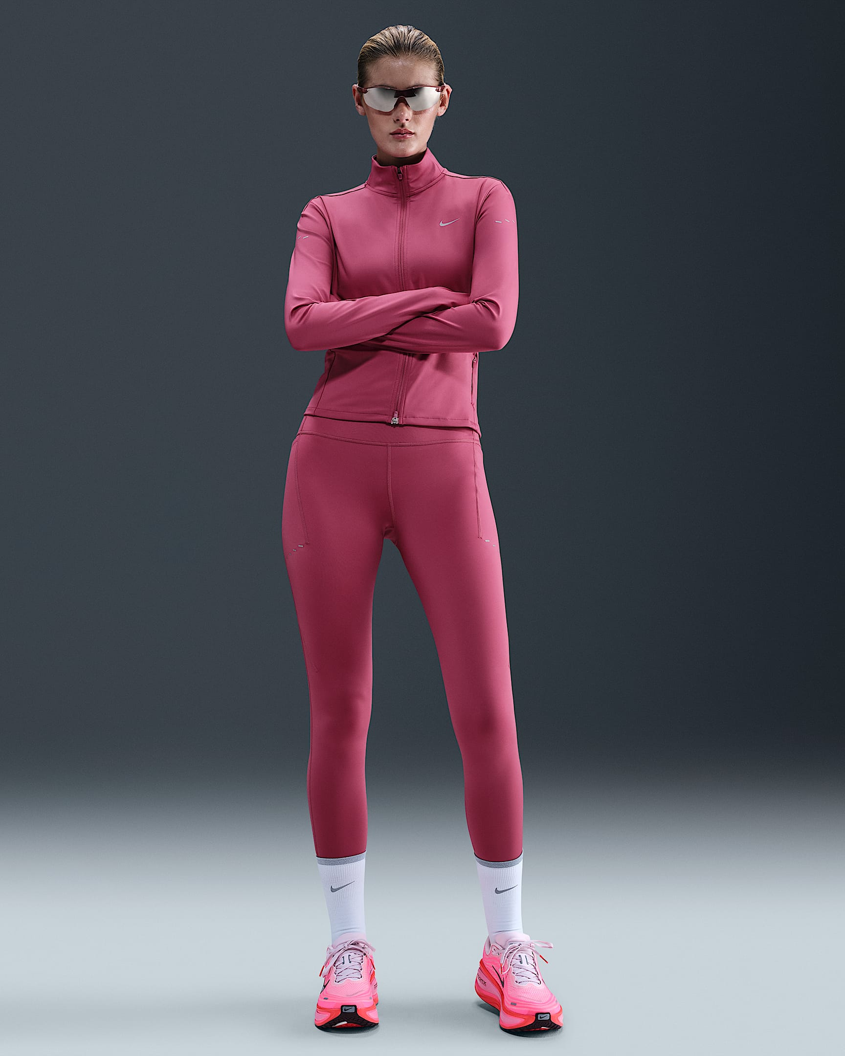 Nike Swift Women's High-Waisted 7/8 Running Leggings with Pockets - Sweet Beet