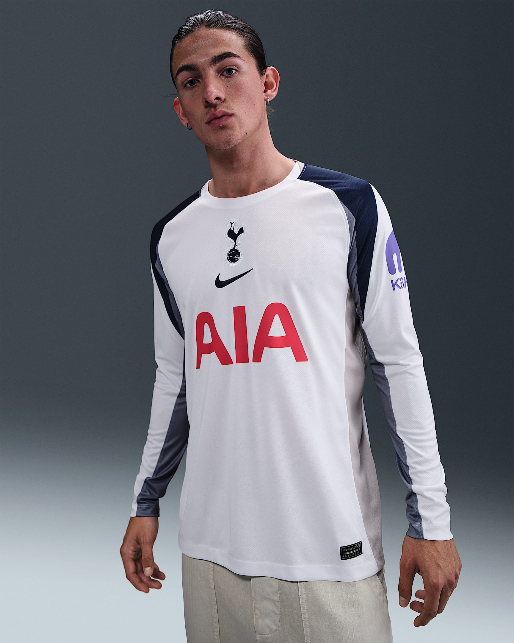 Maglia da calcio replica a manica lunga Nike Dri-FIT Tottenham Hotspur 2025/26 Stadium da uomo – Home - Bianco/Light Iron Ore/Binary Blue