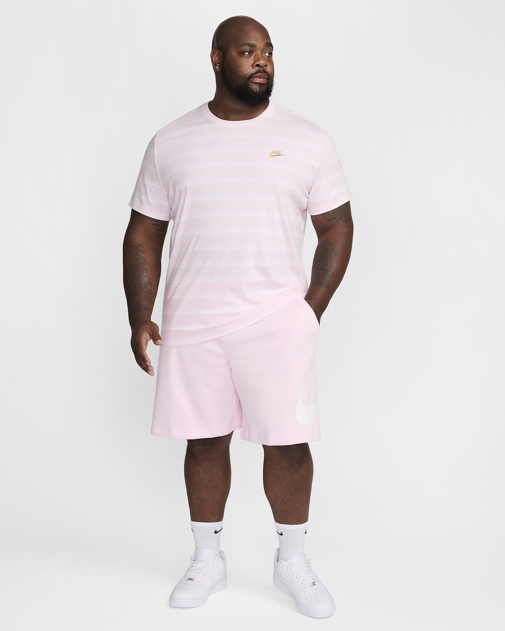 Nike Sportswear Camiseta a rayas - Hombre - Pink Foam