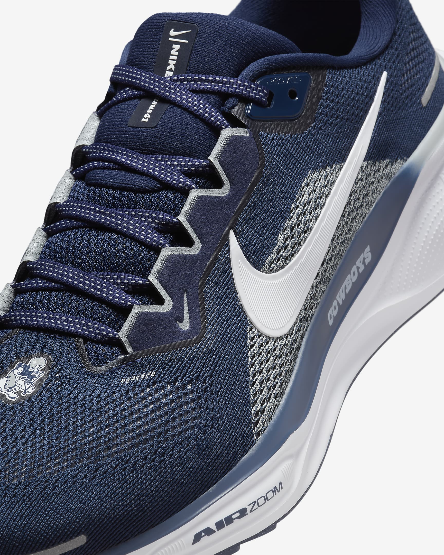 Tenis de correr en pavimento para hombre Nike Pegasus 41 NFL Dallas Cowboys - Azul marino universitario/Blanco/Gris lobo/Blanco