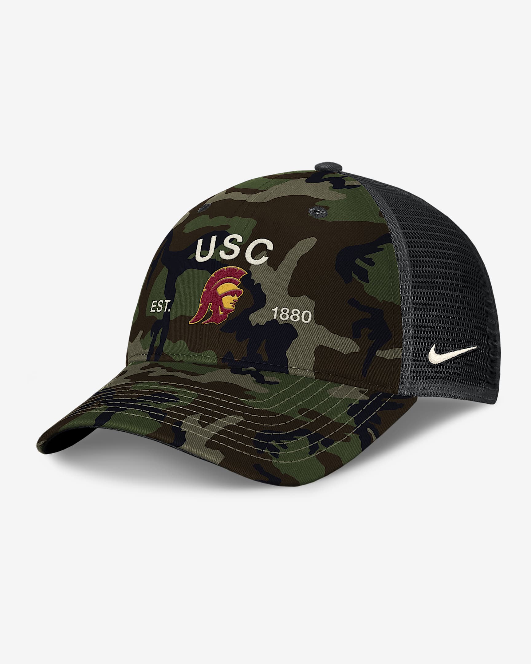 USC 2025 Military Appreciation Rise Men's Nike College Trucker Adjustable Hat - Olive
